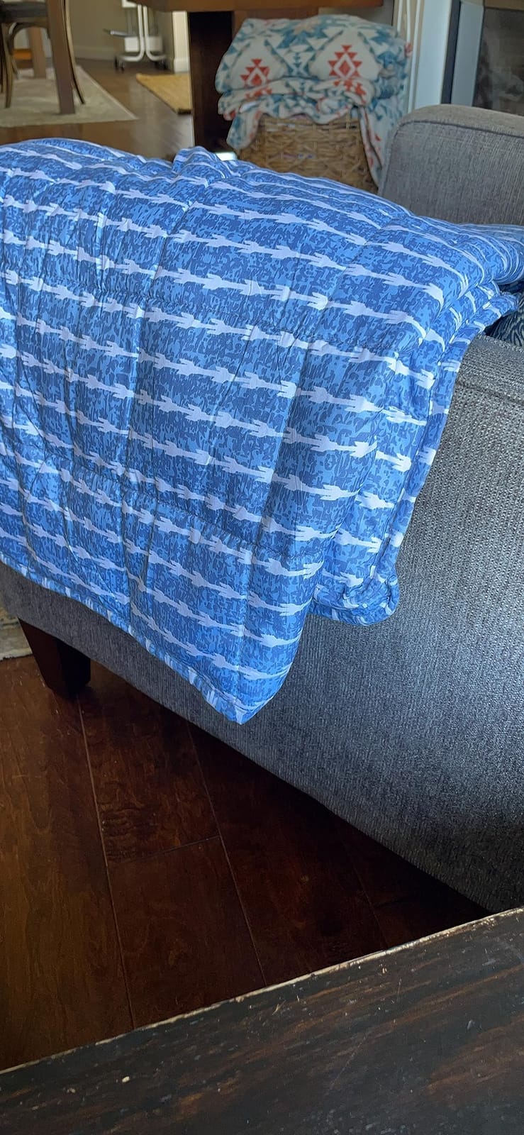 L'AGRATY Weighted Lap Blanket 5lb: Small Weighted Blanket for Adults Portable Travel - Cooling Pad for Relaxation Sleeping - Cozy Washable All-Season (29