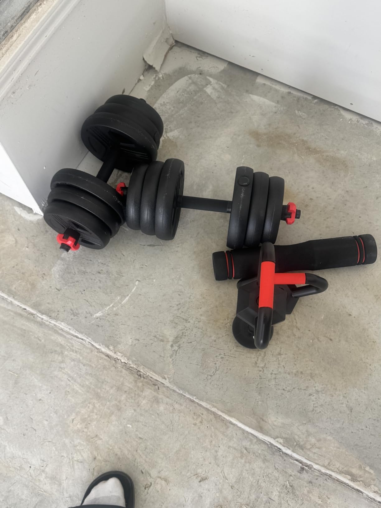 Adjustable dumbbell set,20/35/45/55/70/90lbs Free Weights set with upgraded nut, 5 in 1 Weight Set Used as Kettlebells, Barbell, Push up Stand, Fitness Exercise for Home Gym Suitable Men/Women customer photo 1