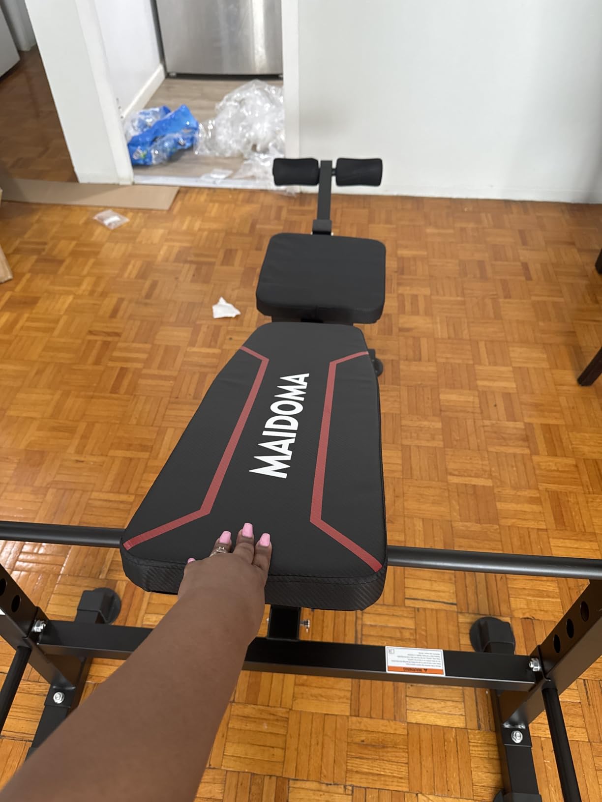MAIDOMA Foldable 1500LBS Capacity 8 IN 1 Weight Bench Set with Leg Extension/Squat Rack/Preacher Curl, Adjustable Bench Press for Home Gym Full Body Workout customer photo 1