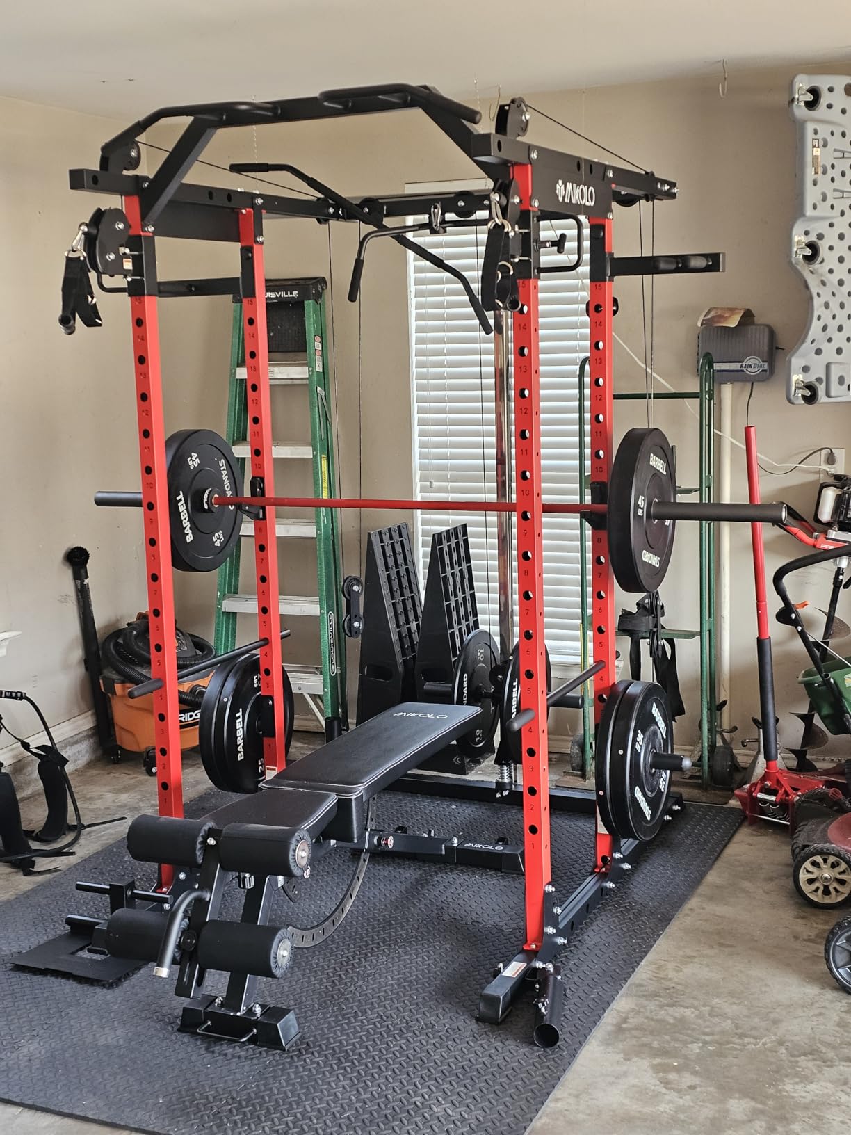 Mikolo Power Cage, Power Rack with Cable Crossover System, 1500LBS Squat Rack with LAT Pull Down System, Workout Cage with Pulley System for Fitness Home Gym customer photo 2