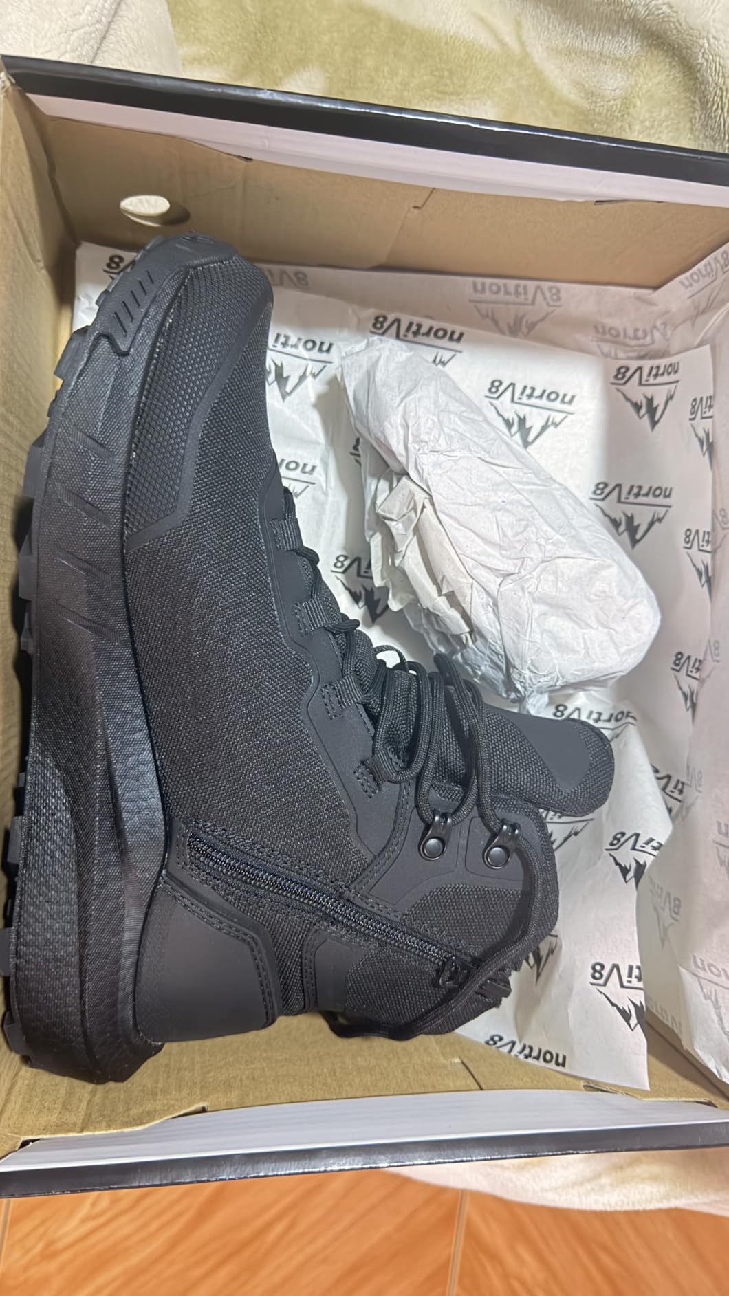 NORTIV 8 Men's Tactical Hiking Boots Lightweight Cushion | Side Zipper Motorcycle Combat Boots with Arch Support Sole for All Day Comfort, Outdoor Hiking Military Use 8In Terrascope customer photo 1