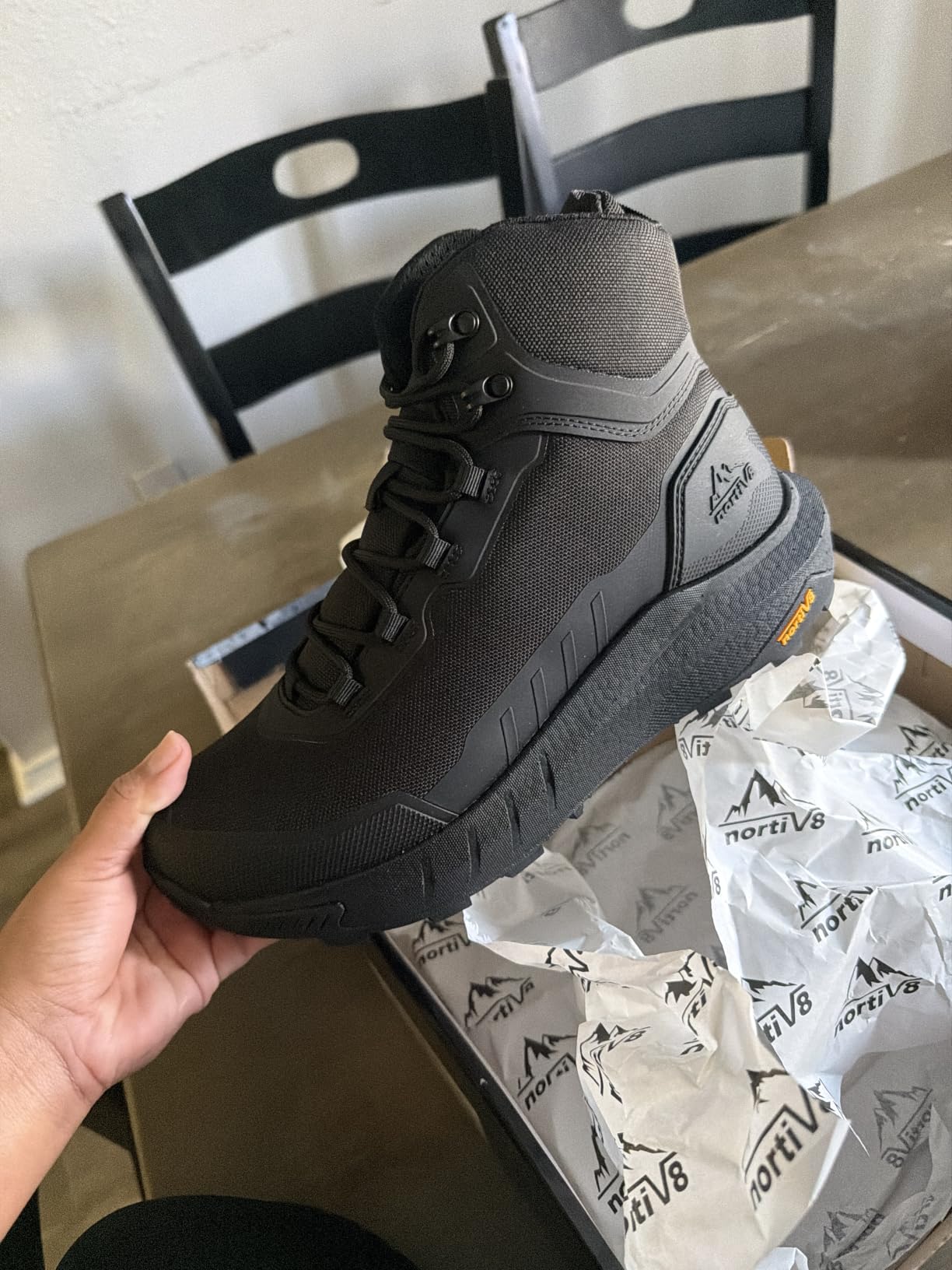 NORTIV 8 Men's Tactical Hiking Boots Lightweight Cushion | Side Zipper Motorcycle Combat Boots with Arch Support Sole for All Day Comfort, Outdoor Hiking Military Use 8In Terrascope customer photo 2
