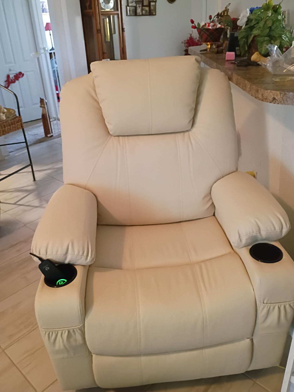 MCombo Oversized Power Lift Recliner Chair for Elderly, Lift Chair with Heat and Massage for Big and Tall, USB&Type C Ports, Cup Holders, Faux Leather R7510 (Dark Brown, Large-Wide) customer photo 2