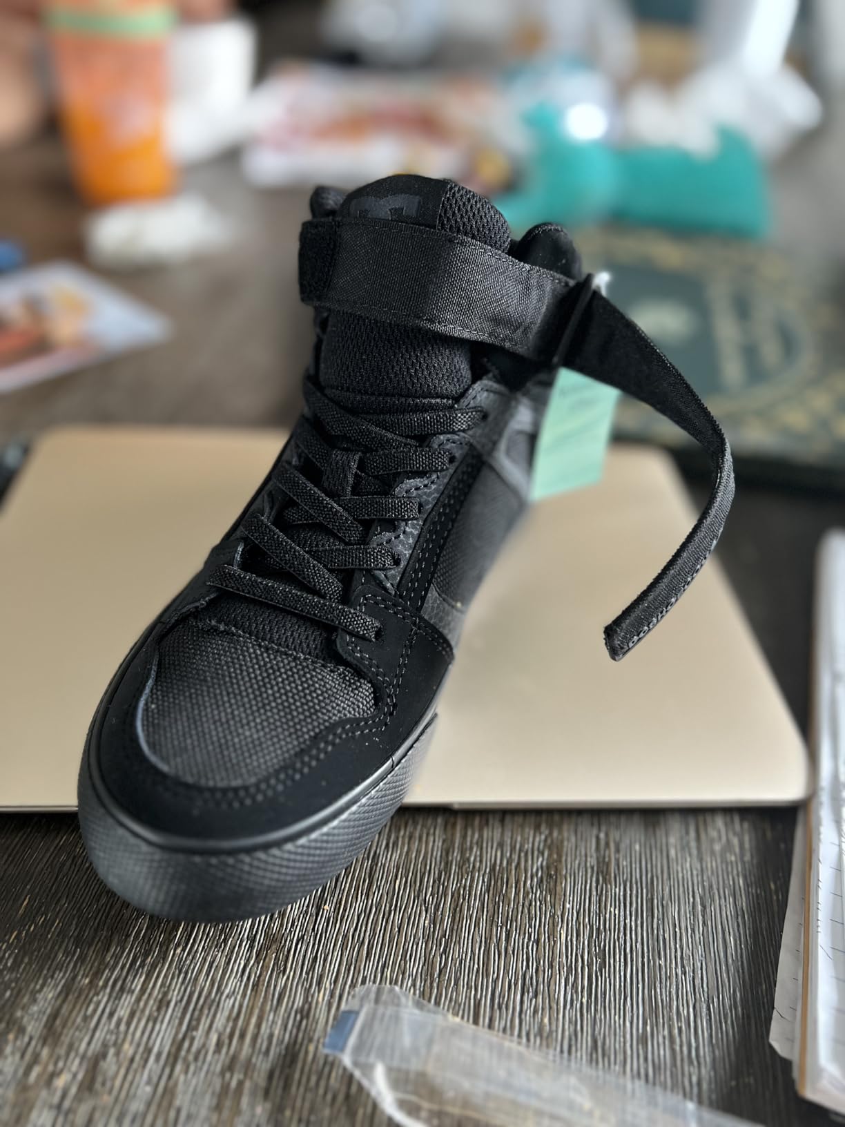 DC Boy's Pure High Top EV Skate Shoes With Ankle Strap and Elastic Laces customer photo 1