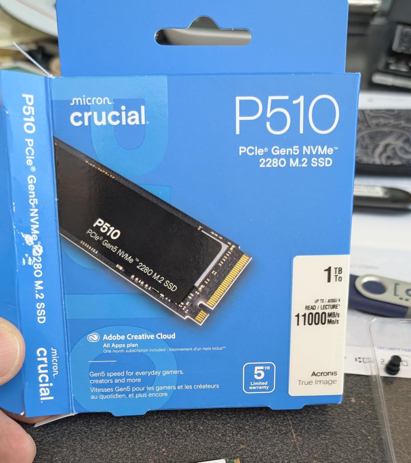 Crucial P510 PCIe Gen5 NVMe 1TB SSD, Up to 11,000MB/s, TLC NAND, Laptop & Desktop (PC) Compatible, for Gamers & Creatives, Solid State Drive – CT1000P510SSD8-01 customer photo 2