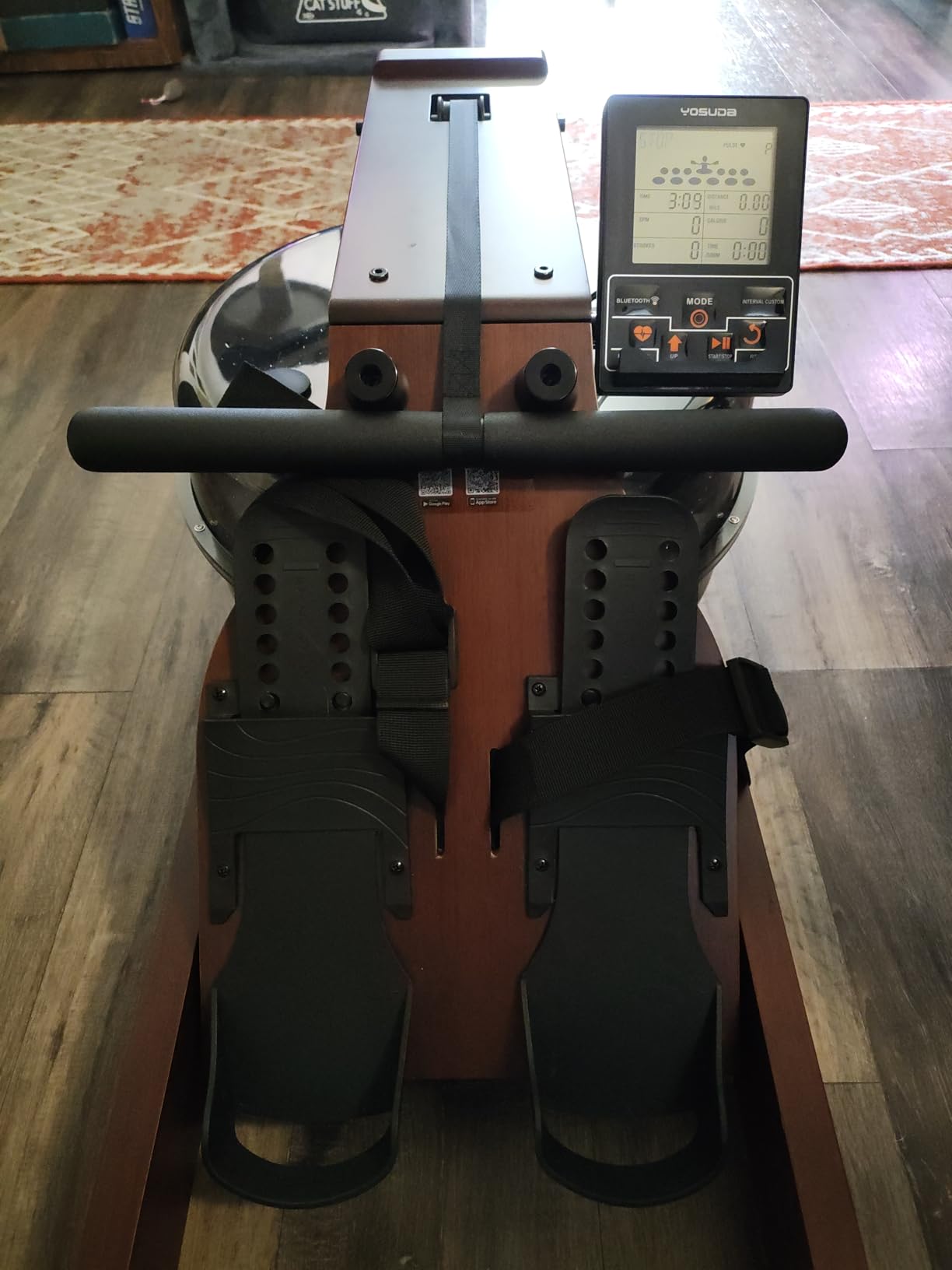 YOSUDA Water Rowing Machine Foldable for Home Use 5.8 Gal Large Water Tank | Immersive Wooden Water Rower Machine, Dedicated Monitor & Bluetooth APP, 4-Blade Paddle, 400LBS Weight Capacity customer photo 2