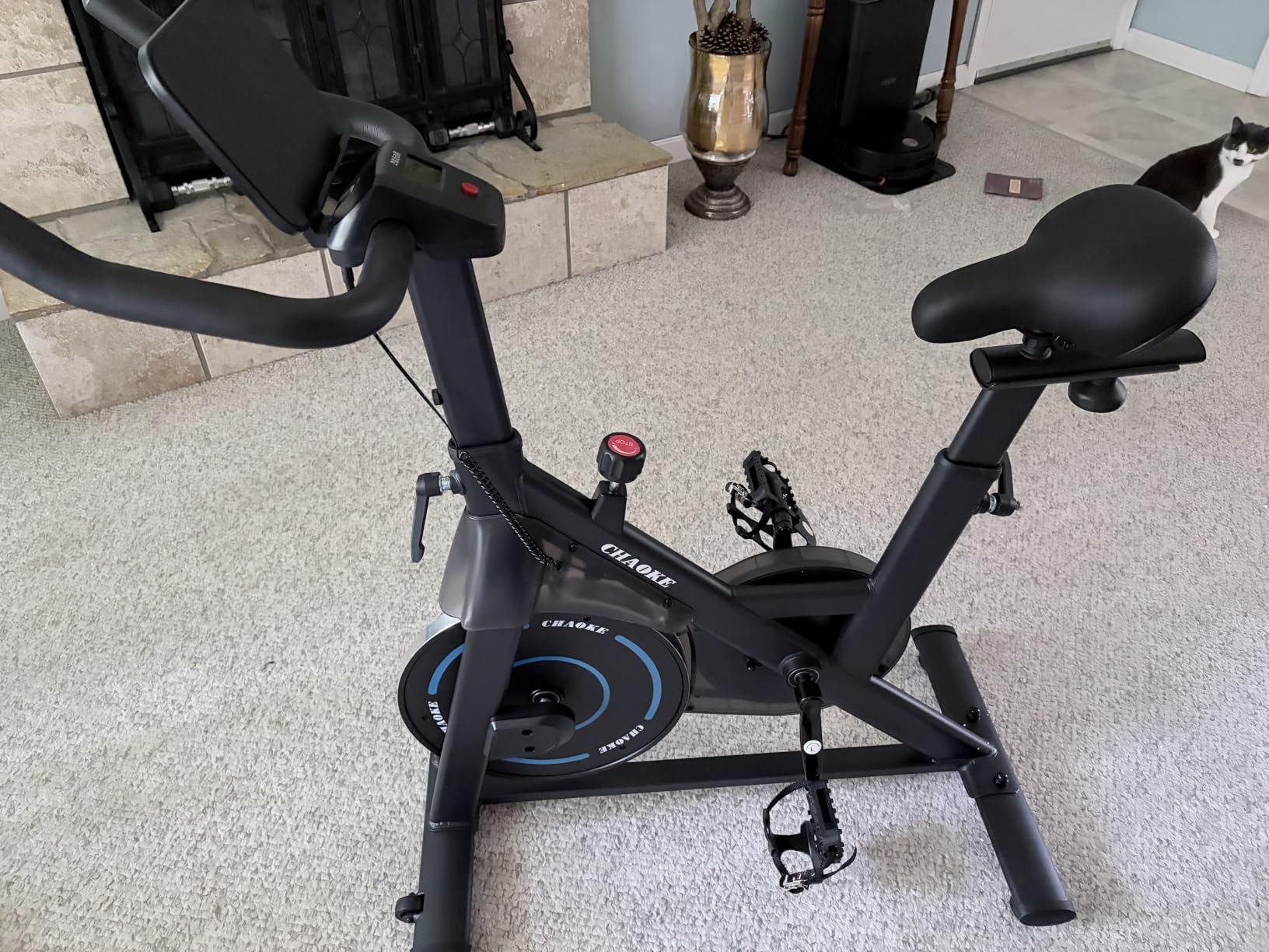 Exercise Bike, CHAOKE Quiet Adjustable Magnetic Resistance Stationary Bike for Home Cardio with App Compatible, 300LB Weight Capacity Indoor Cycling Bike with Comfortable Seat & Digital Display customer photo 1