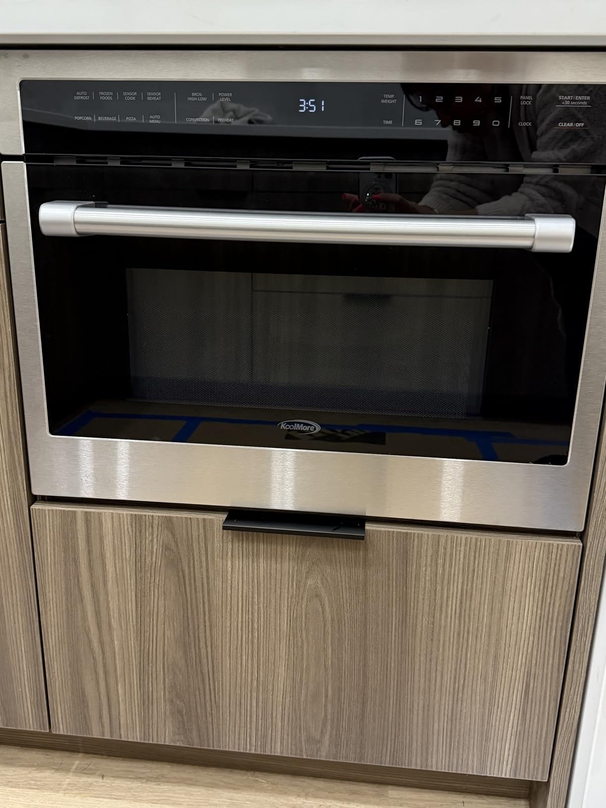 KoolMore Reserve Built-in Microwave Convection Oven with Air Fry, 3-in-1 Combo, Sensor Cook, Soft-Close Door, Stainless Steel, 24 in. / 1.6 cu. ft. with NEMA 5-20P Plug in Black customer photo 2
