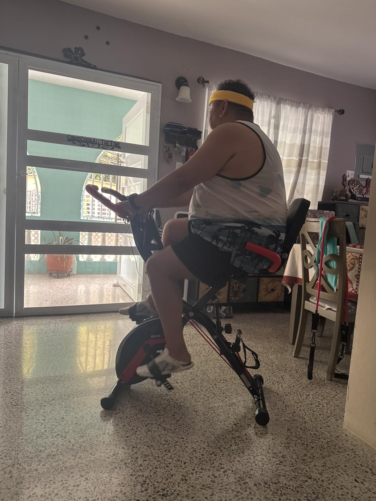 BARWING Stationary Exercise Bike for Home Workout, 5 IN 1 Foldable Indoor Cycling Bike for Seniors, 350LB Capacity, 16-Level Magnetic Resistance, Seat Backrest Adjustments customer photo 2