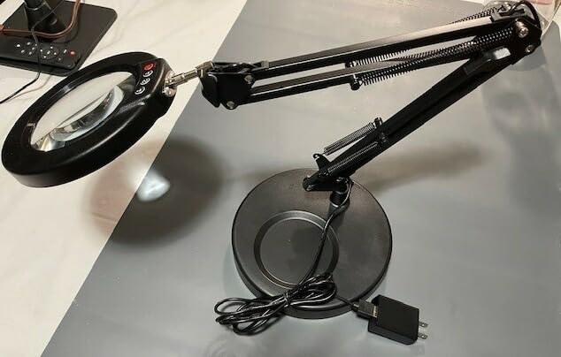 12X Magnifying Glass with Light and Clamp, Extra Long 3 Section Swing Arm customer photo 1