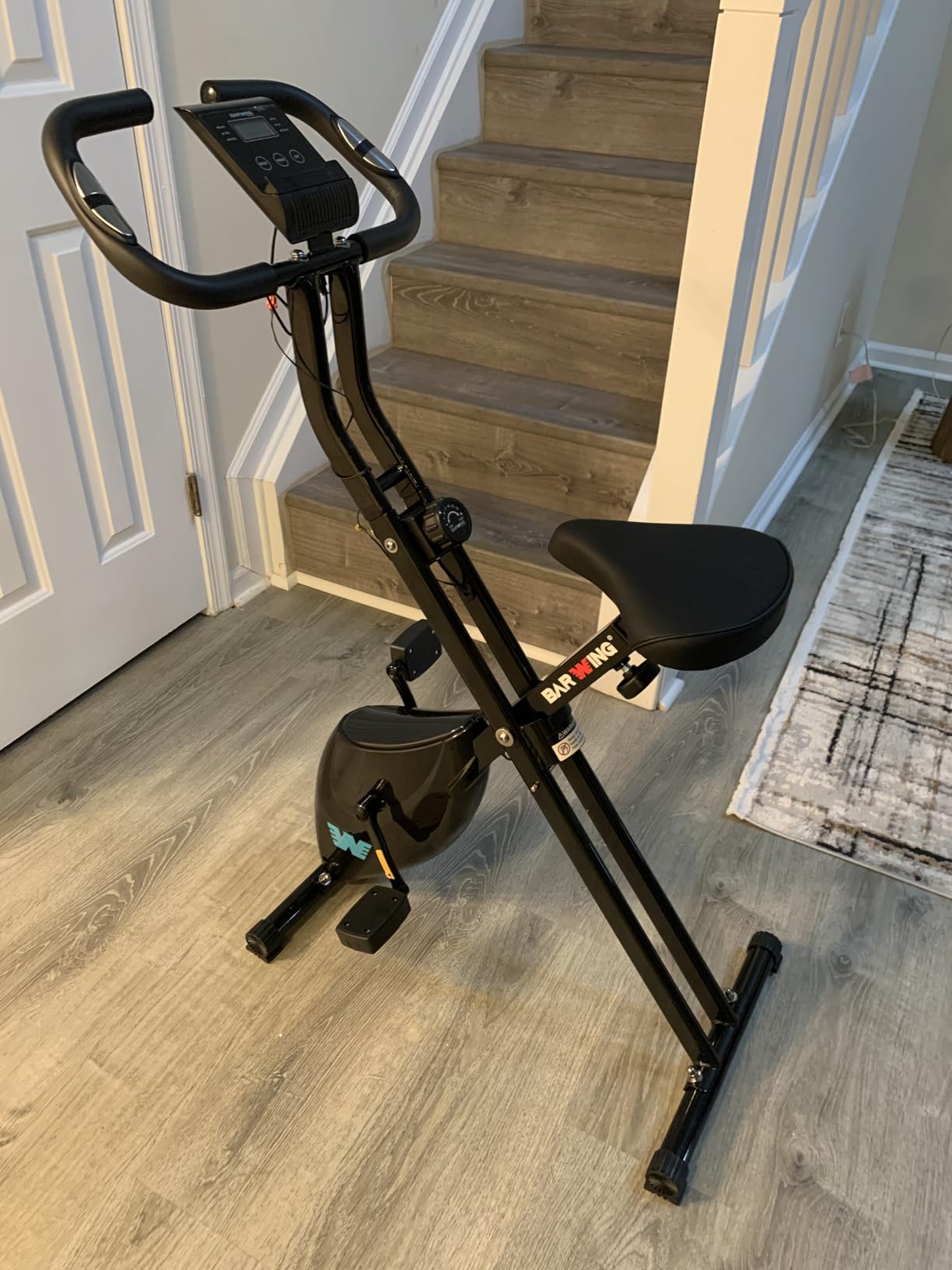 BARWING Stationary Exercise Bike for Home Workout, 5 IN 1 Foldable Indoor Cycling Bike for Seniors, 350LB Capacity, 16-Level Magnetic Resistance, Seat Backrest Adjustments customer photo 2