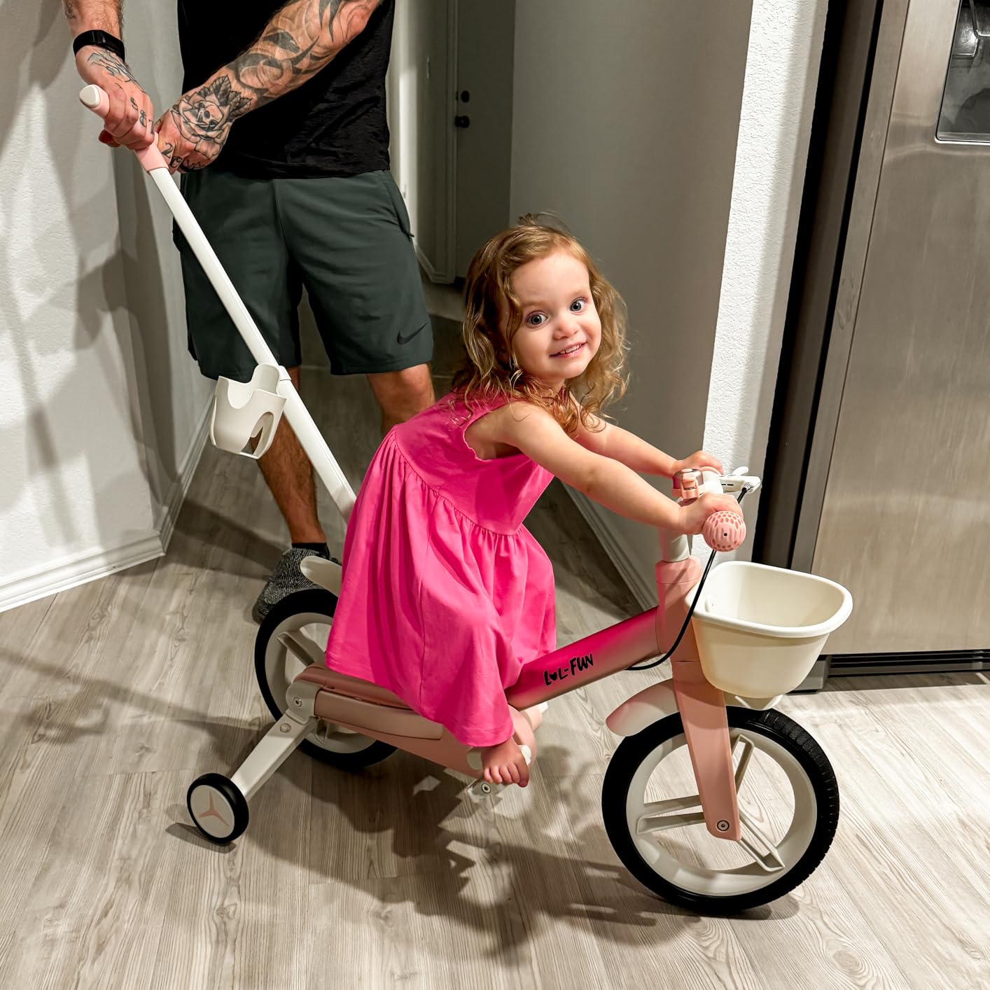 6 in 1 Toddler Balance Bike with Push Handle and Training Wheel for 2+ Year | 12 inch Kids Bike, Tricycle for Toddlers 1-3, Birthday Gift 2 Year Old Boy Girl, Pedals, Brake, Basket customer photo 1