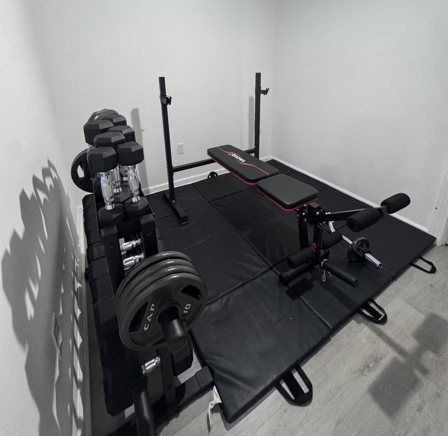 Weight Bench Set, 880LBS Adjustable Bench Press Set with Leg Extension and Barbell Rack, Safety Bar Catches, Fasting Foldable Workout Benches for Home and Gym customer photo 1