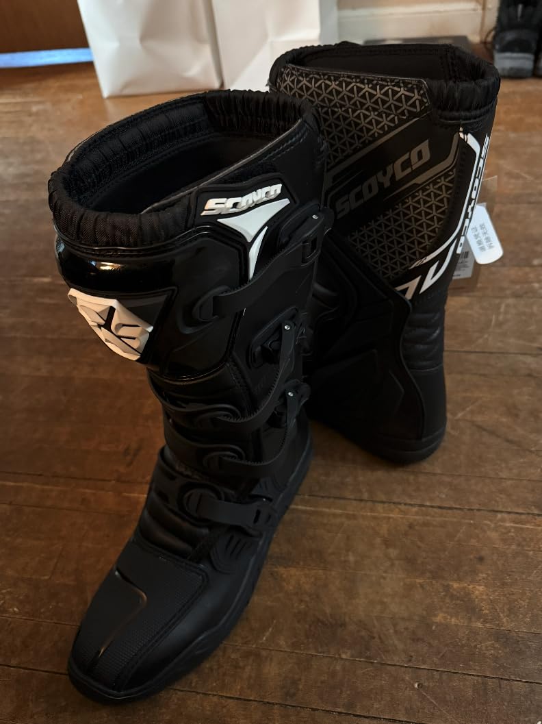 Scoyco Dirt Bike Boots for Men CE Level 1 Enduro Motocross Footwear | Shin Guard & Ankle TPU Protection Full Leather customer photo 2