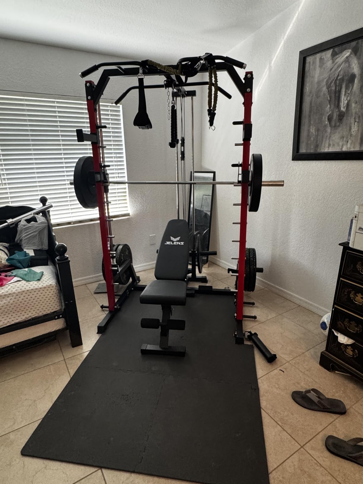 CAP Barbell 260 lb Economy - Speckled Olympic Weight Set with 7ft Chrome Barbell & Black Bumper Plates with Color Logo customer photo 1