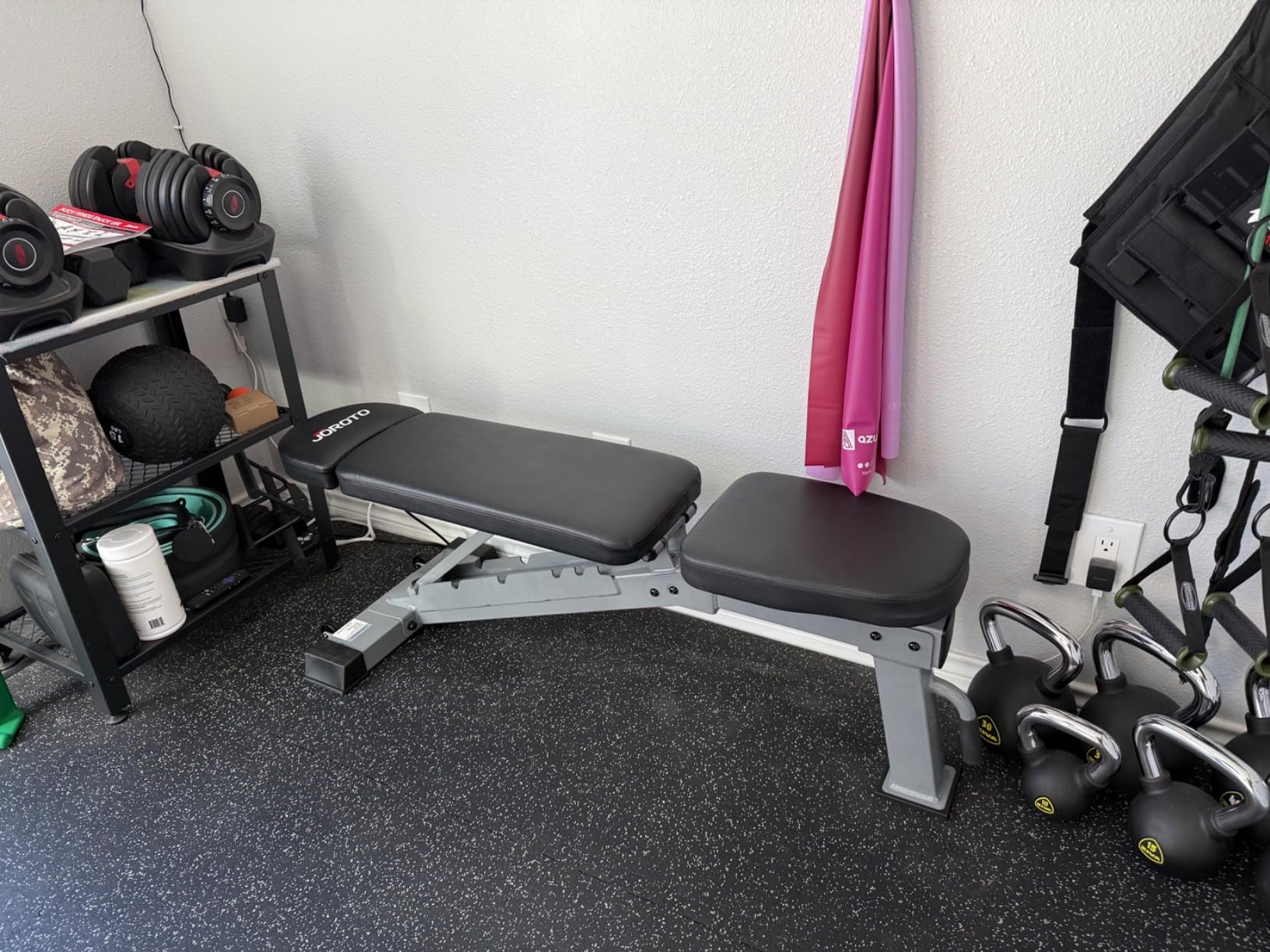 JOROTO FID Adjustable Weight Bench 1300LBS Capacity for Home Gym | Heavy Duty Workout Bench Press with Incline Decline Positions, 34'' Backrest and Wheels for Strength Training at Home Gym customer photo 2