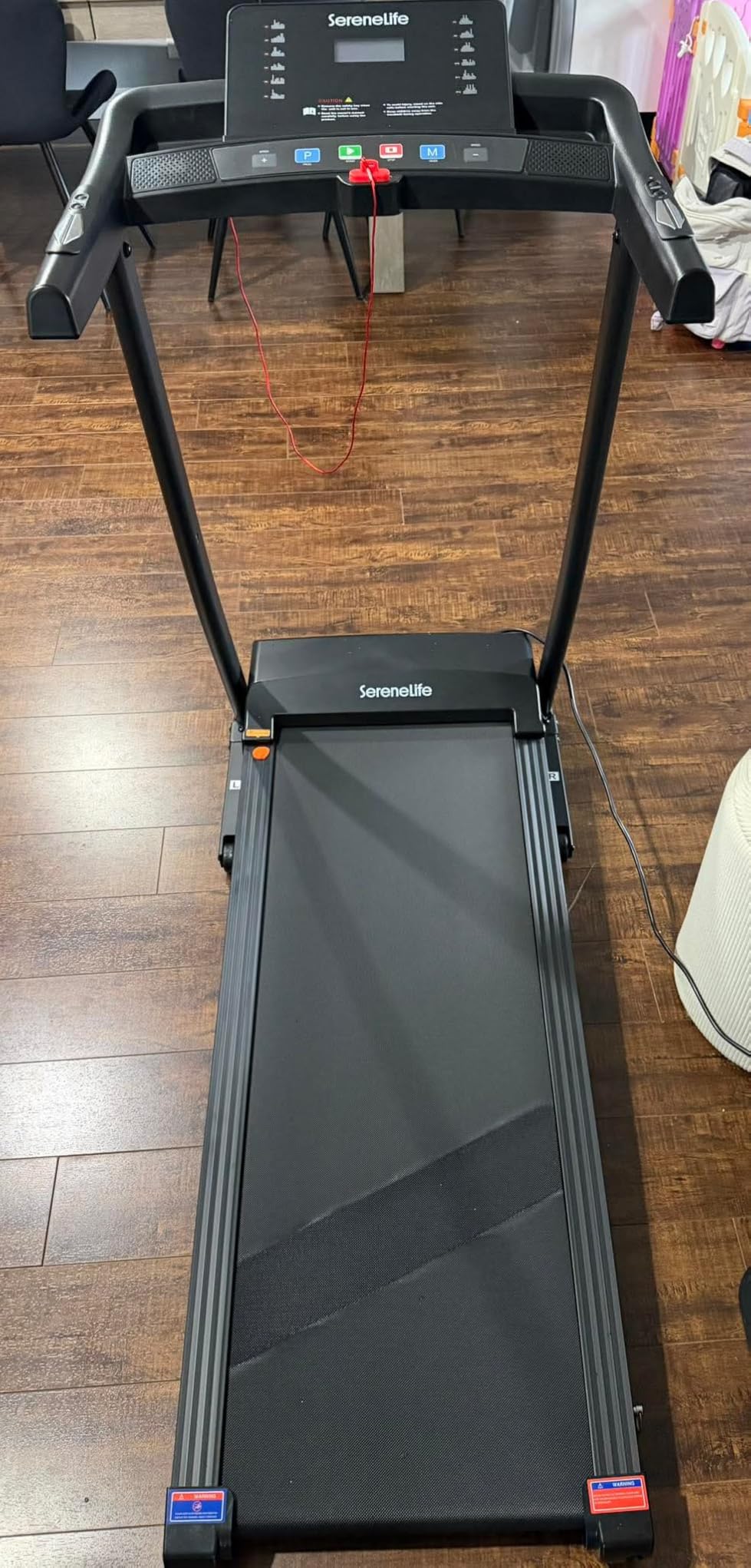 SereneLife Treadmill with Incline & Handle Bars | Compact Portable Walking Pad with Wide Running Belt 40