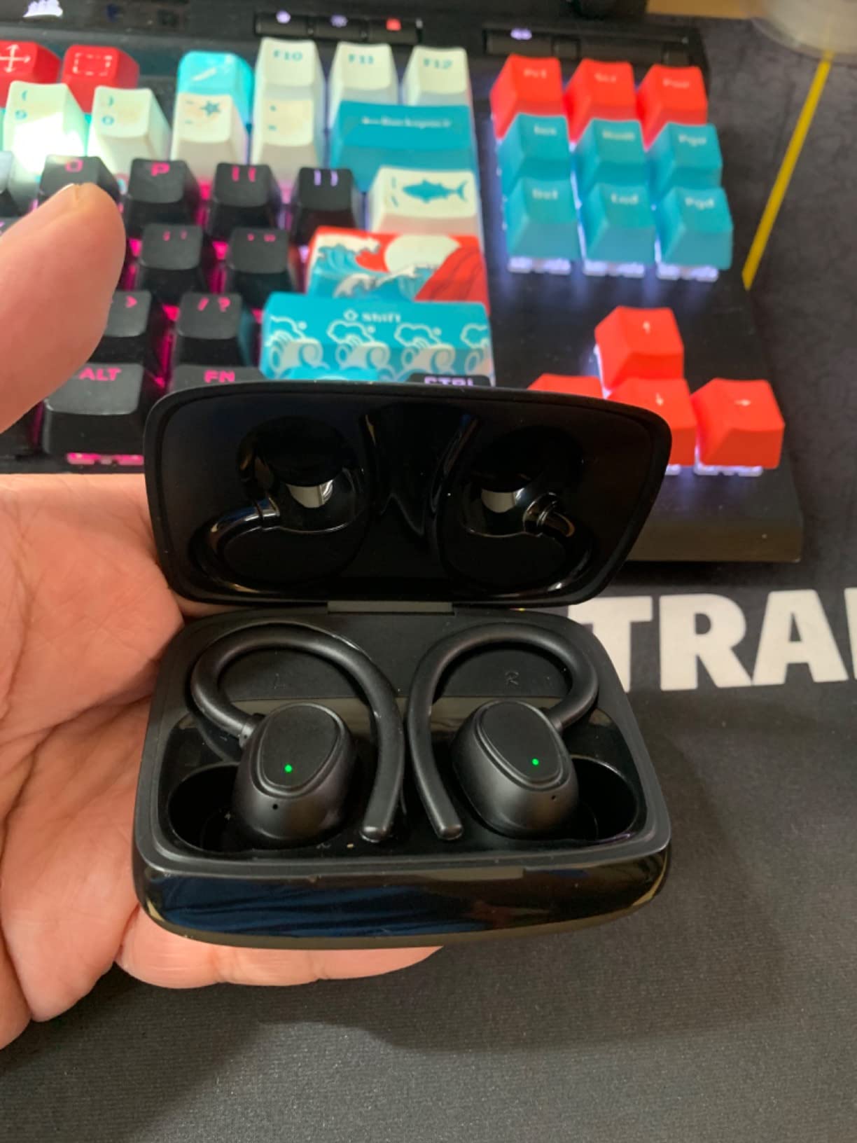 Ordtop Sport Wireless Earbuds with Earhooks, 70H Playtime, IPX8 Waterproof | Bluetooth 5.4, 4 ENC Microphones, Deep Bass Sound, LED Display, USB-C Fast Charging, Secure Fit For Running, Gym And Workouts customer photo 2