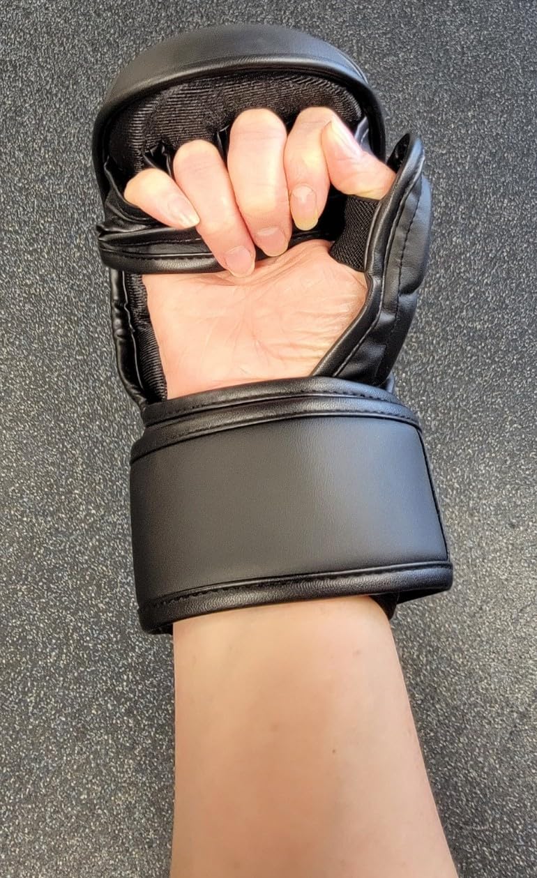 Hybrid MMA Sparring Gloves 7oz, Open Palm with Wrist Support | Comfortable MMA gloves for sparring, striking, grappling and heavy bag training with secure wrist support. customer photo 2