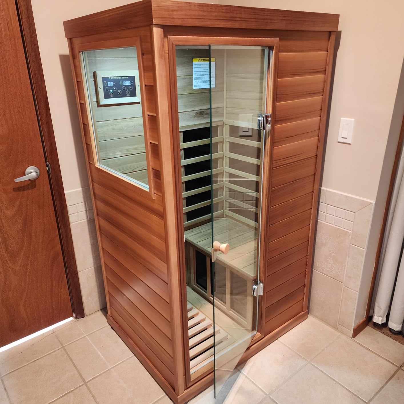 LTCCDSS Full Spectrum Outdoor Infrared Sauna 2 Person, Fir Wood Far Infrared Low EMF Sauna Room for Home, Withstand Outdoor Temp -5℉-104℉| Chromotherapys-Bluetooth Speakers customer photo 1