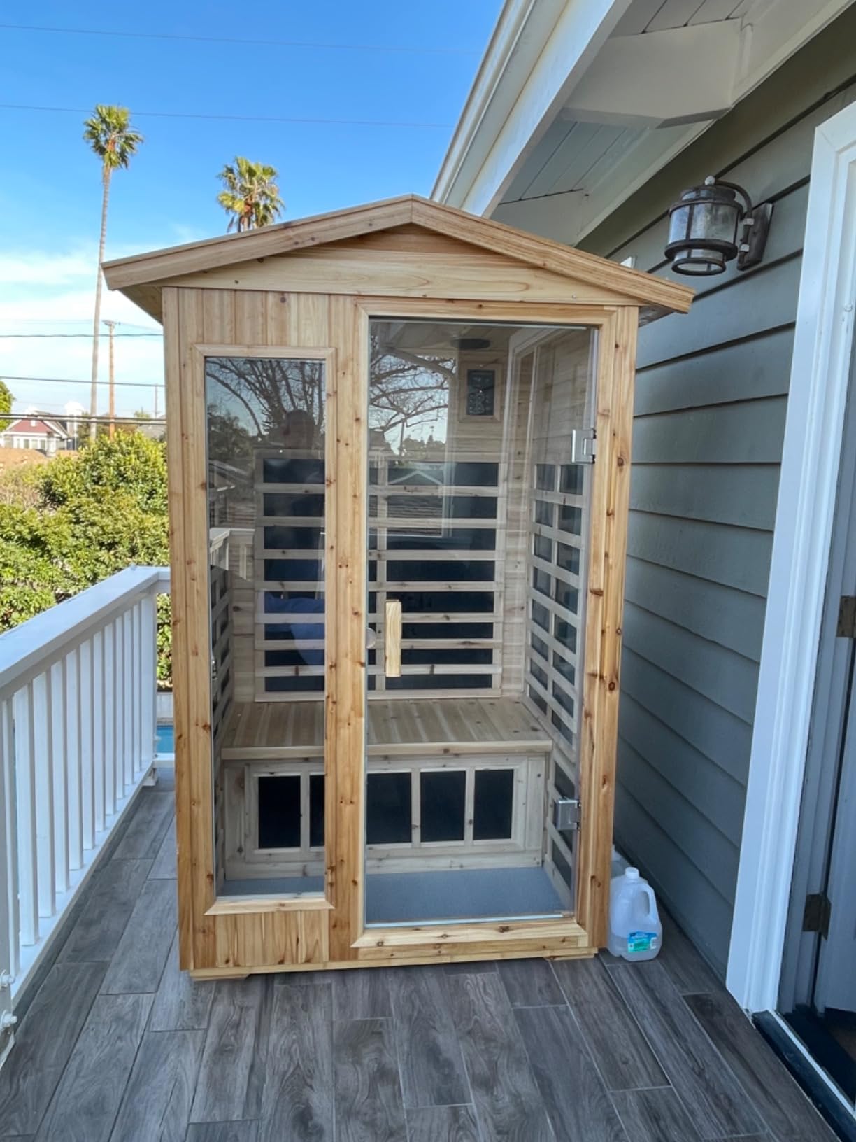LTCCDSS Full Spectrum Outdoor Infrared Sauna 2 Person, Fir Wood Far Infrared Low EMF Sauna Room for Home, Withstand Outdoor Temp -5℉-104℉| Chromotherapys-Bluetooth Speakers customer photo 2