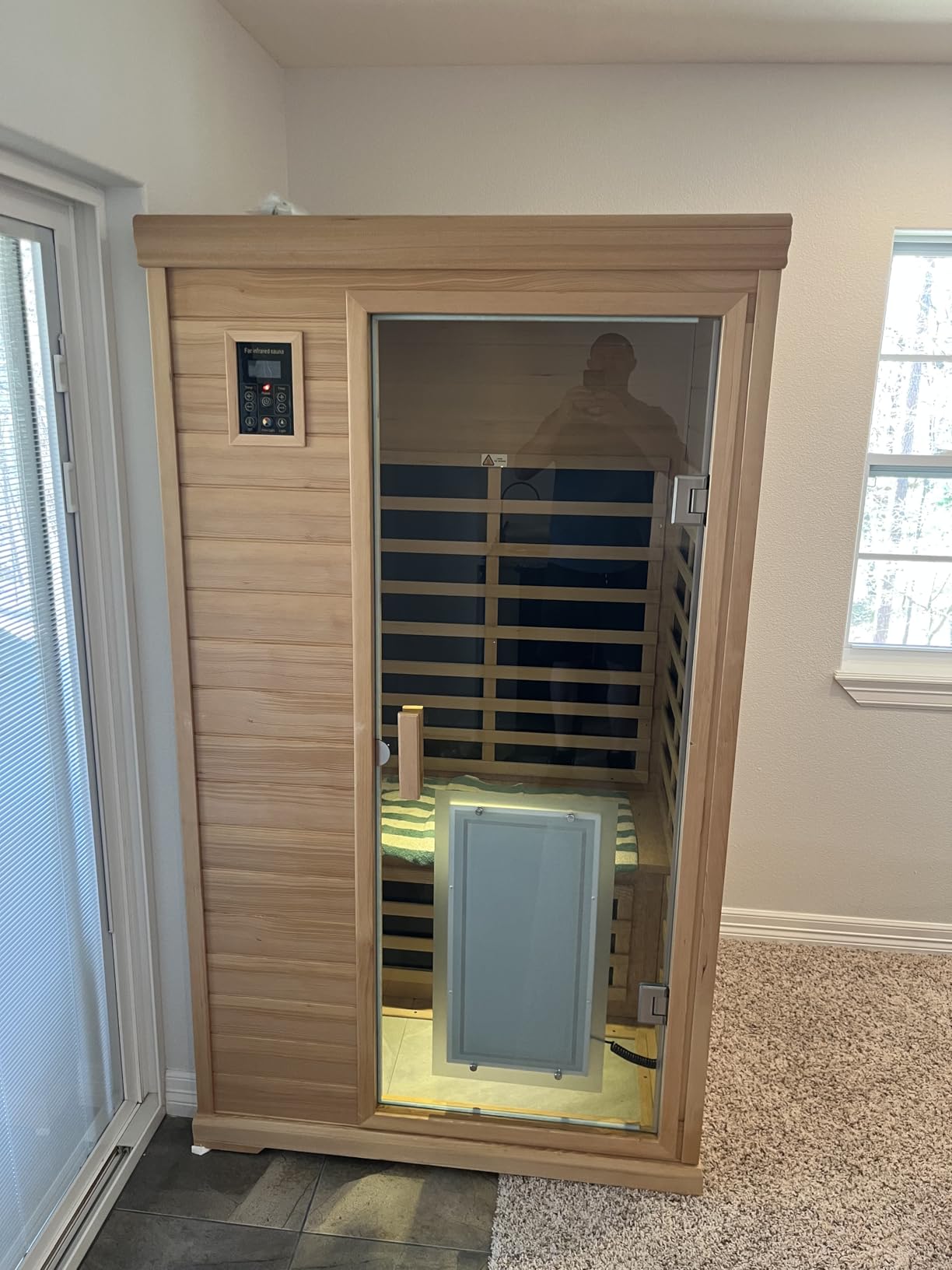 Kanlanth 1 Person Far Infrared Sauna, Low EMF Indoor Dry Home Sauna, 950W customer photo 1