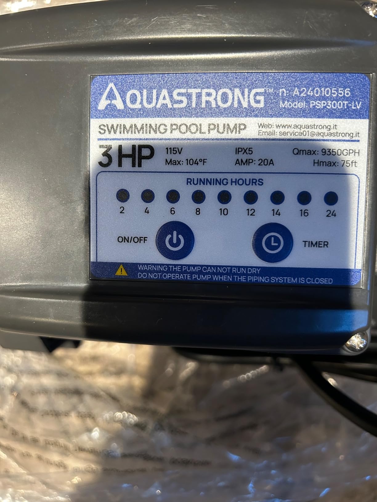 Aquastrong 2HP In/Above Ground Pool Pump, Dual Speed with Timer, 115V, 5186GPH, High Flow Self Primming Swimming Pool Pump,Black customer photo 2