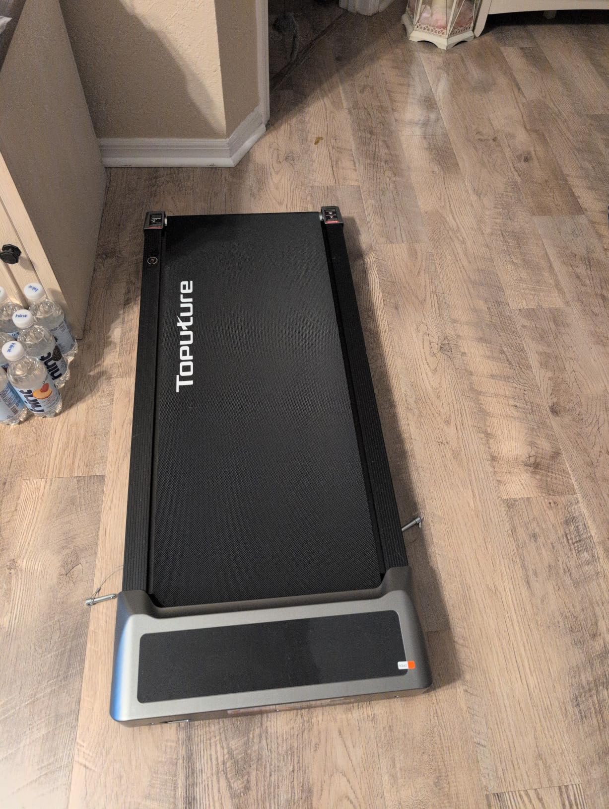 TOPUTURE Walking Pad with 10% Incline, 3.0HP Brushless Quiet Under Desk Treadmill, Portable Treadmills for Home/Office, Running Machine 300 lbs Capacity with RGB LED Screen, Remote Control/App Control customer photo 1