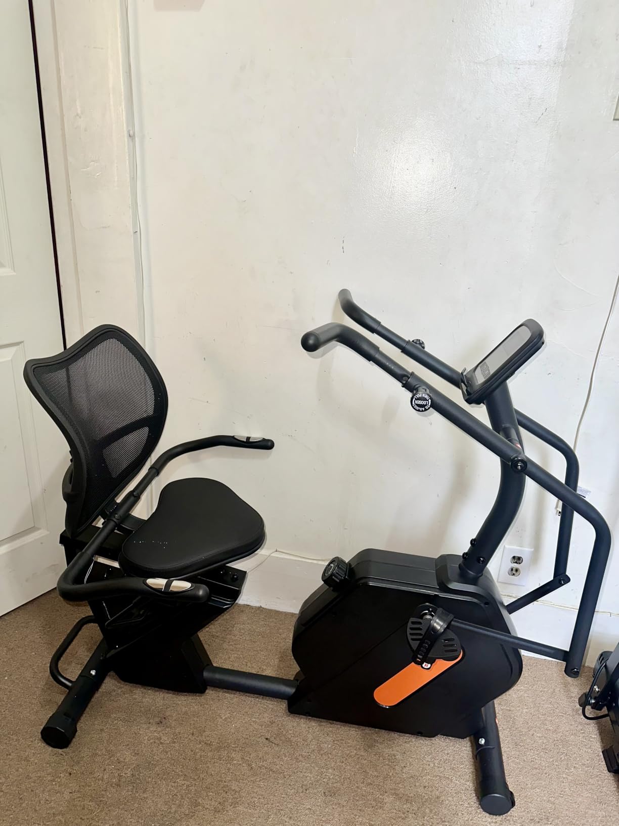 Kawnina Recumbent Exercise Bike for Home with Arm Exerciser, 420 lbs | Heavy-duty stationary bike with ergonomic mesh backrest, adjustable seat rail, arm exerciser & 16-level magnetic resistance customer photo 2