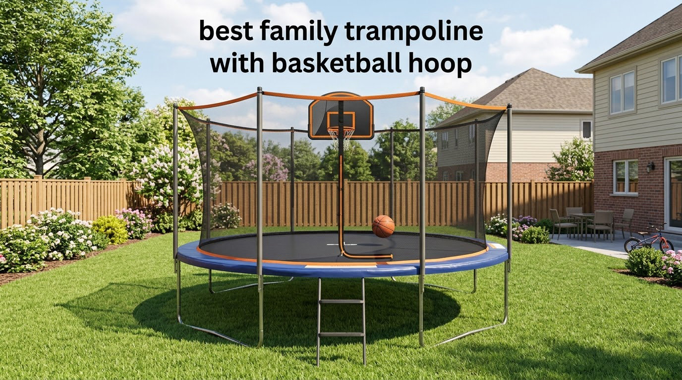 best family trampoline with basketball hoop