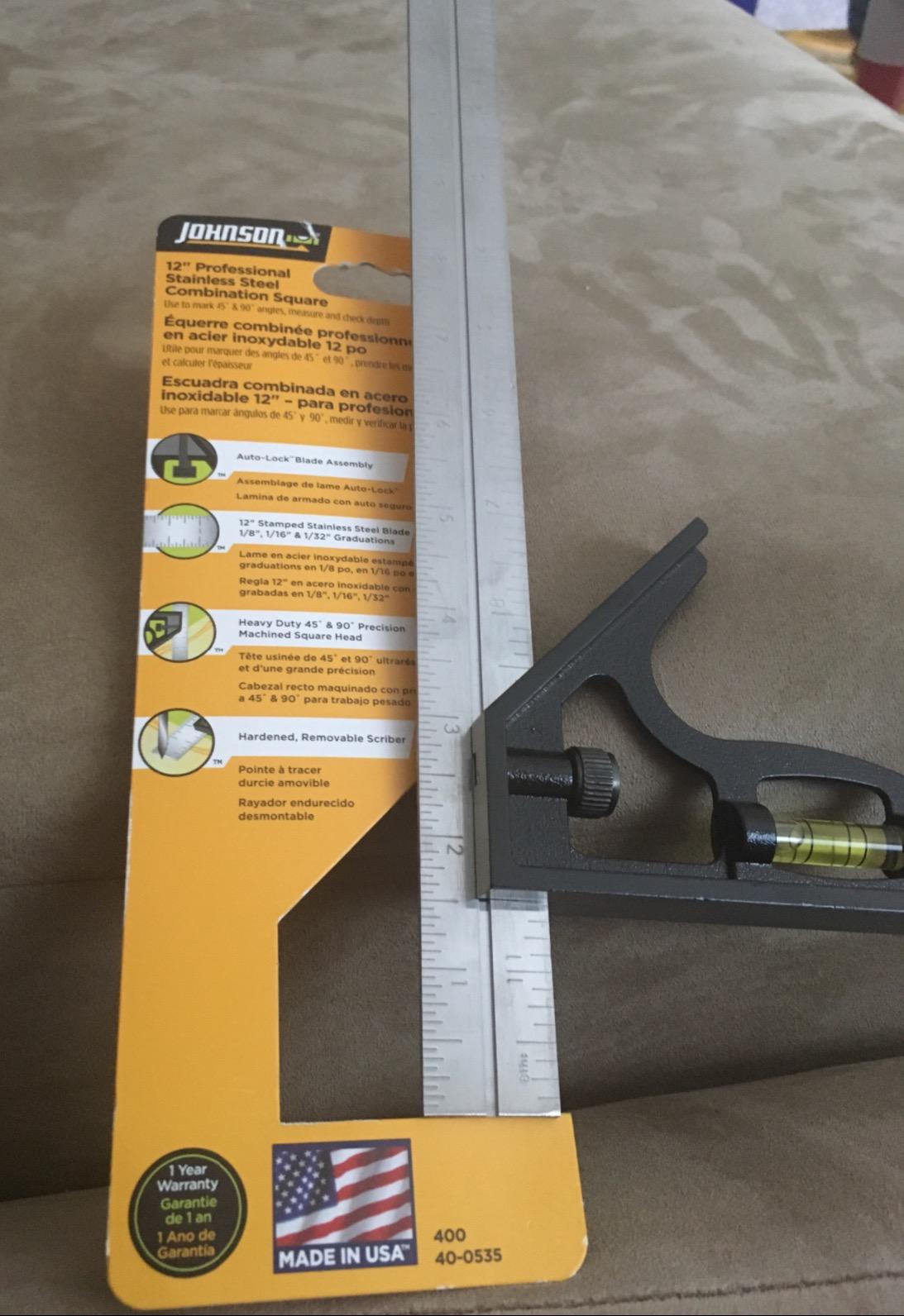 Johnson Level & Tool 400EM-S Heavy Duty Professional Inch/Metric Metal Combination Square, 12