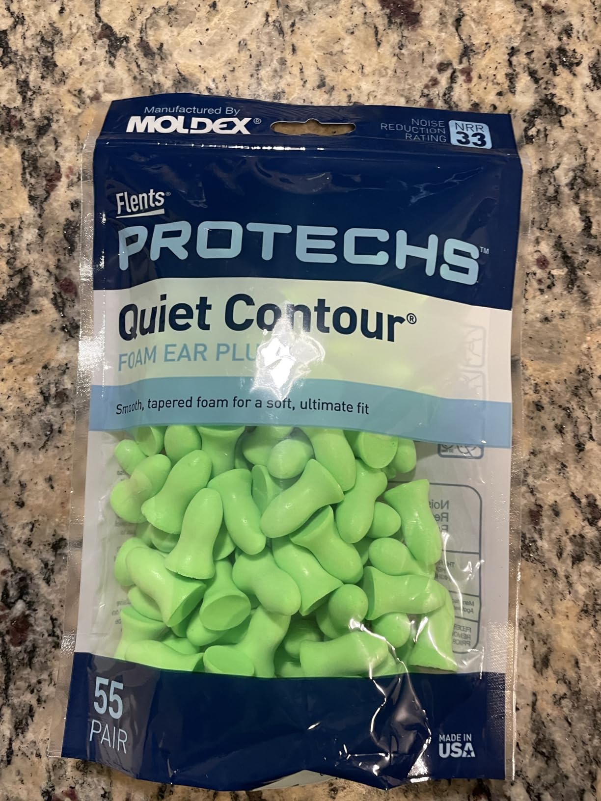 Flents Protechs Quiet Contour Foam Ear Plugs, NRR 33, 10 Pair, Green customer photo 1