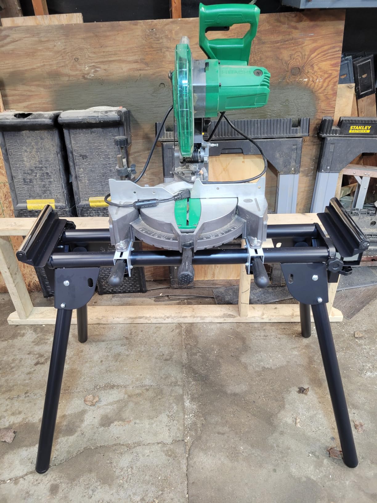Evolution Power Tools EVOMS1 Miter Saw Stand Compact & Folding, Universal Fits Most Brands, Quick Release Mounting Brackets, Rollers, End Stops for Repeat Cutting , Black customer photo 2
