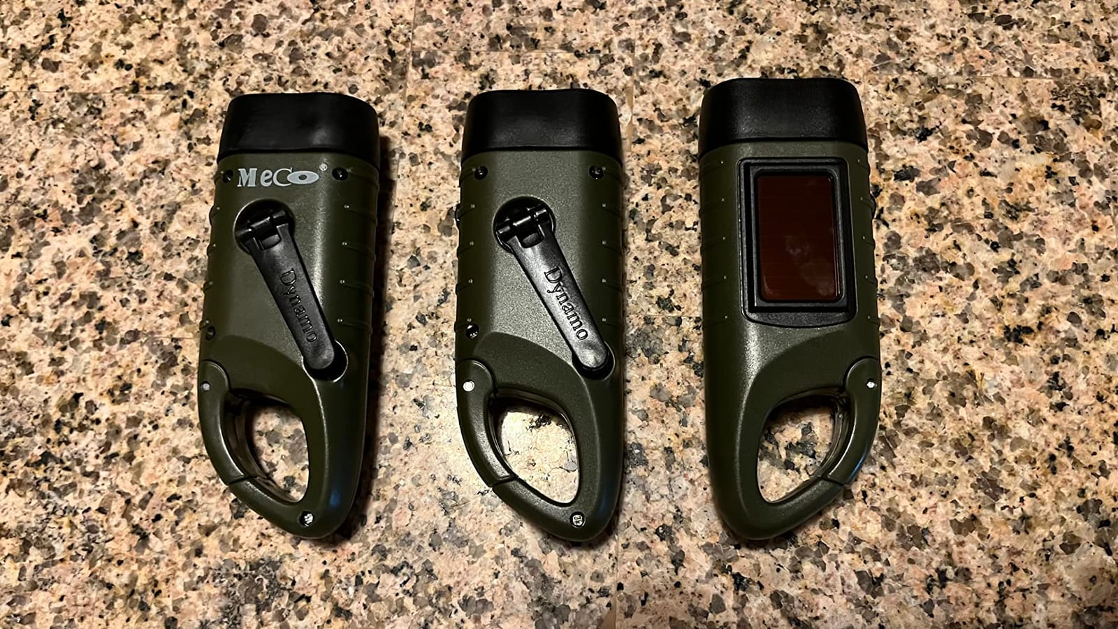Simpeak 2-Pack Hand Crank Solar Powered Flashlight, Emergency Rechargeable LED Survival Flashlight, Quick Snap Carbiner Dynamo Flash Light Torch for Outdoor Sports, Green customer photo 1
