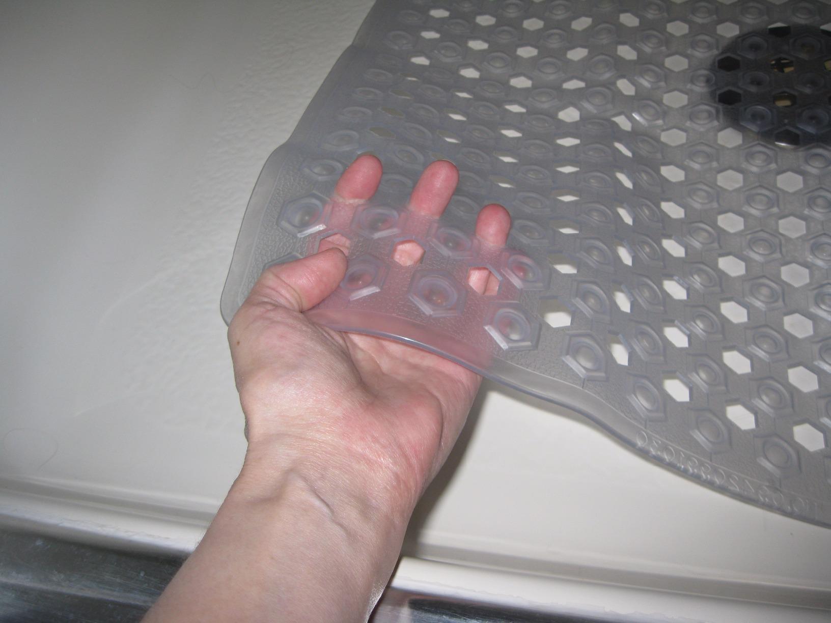 GORILLA GRIP Bath Tub Shower Mat, Bathtub Floor Liner, 35x16 Clear Blue customer photo 2