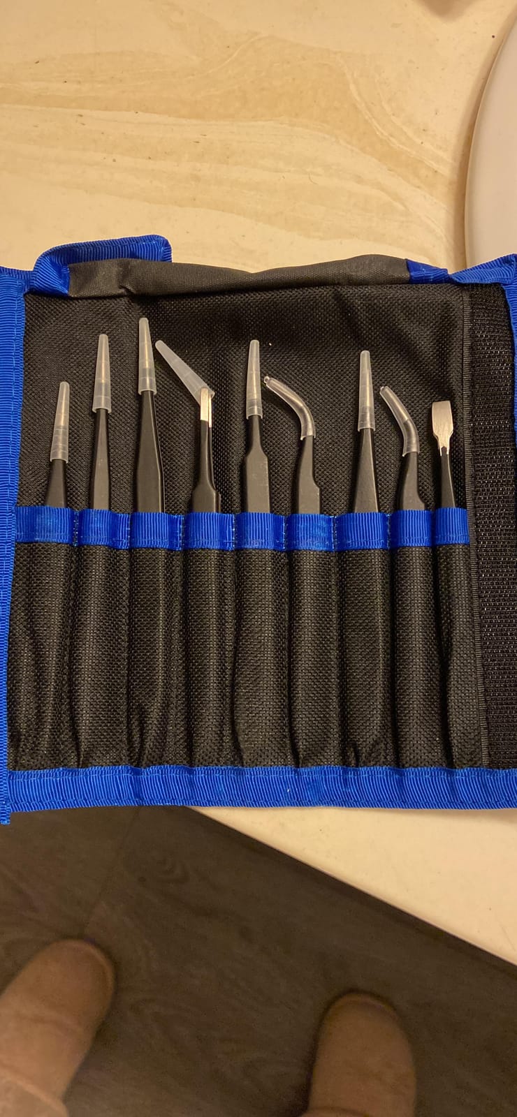 XOOL 9 PCS ESD Precision Tweezers Set, Anti-Static Stainless Steel Tweezers Kit for Electronics, Soldering, Craft, Jewelry, Model Building customer photo 1