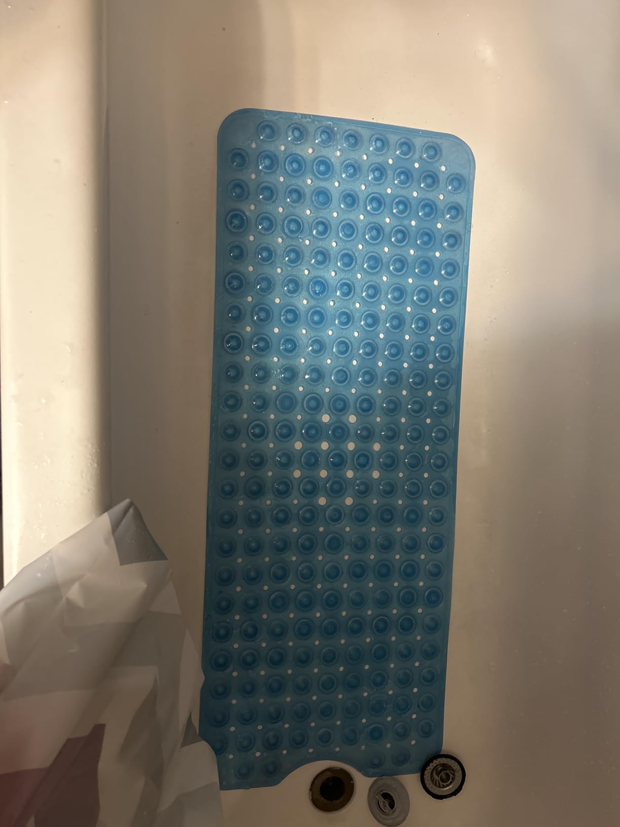 AmazerBath Shower Mat Non Slip 40 x 16 Inches, Bathtub Mat Shower Stall Mats with Suction Cups and Drain Holes, Non Slip Bath Mat for Tub for Elderly & Kids, Clear Blue customer photo 2