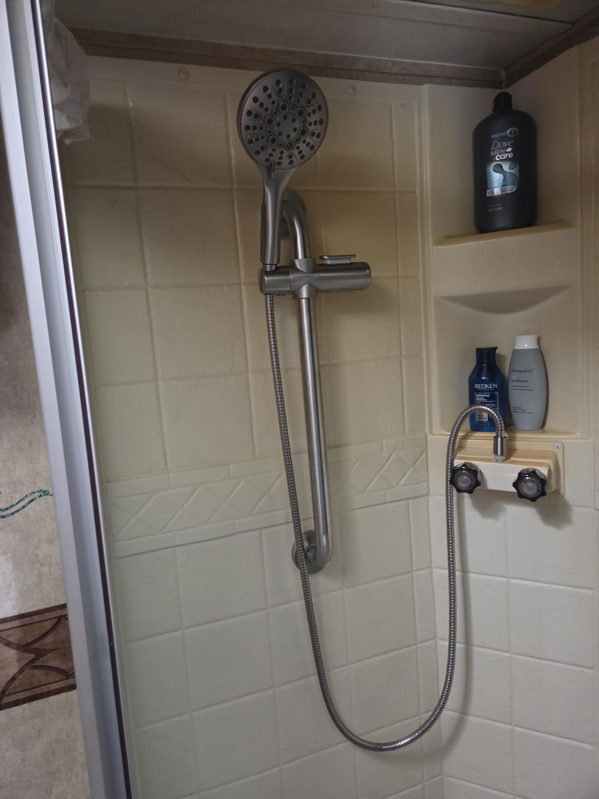 BRIGHT SHOWERS Slide Bar Shower Set with Handheld Shower Head, ADA-Compliant Stainless Steel Grab Bar, Adjustable Height and 69-Inch Hose, Brushed Nickel customer photo 1