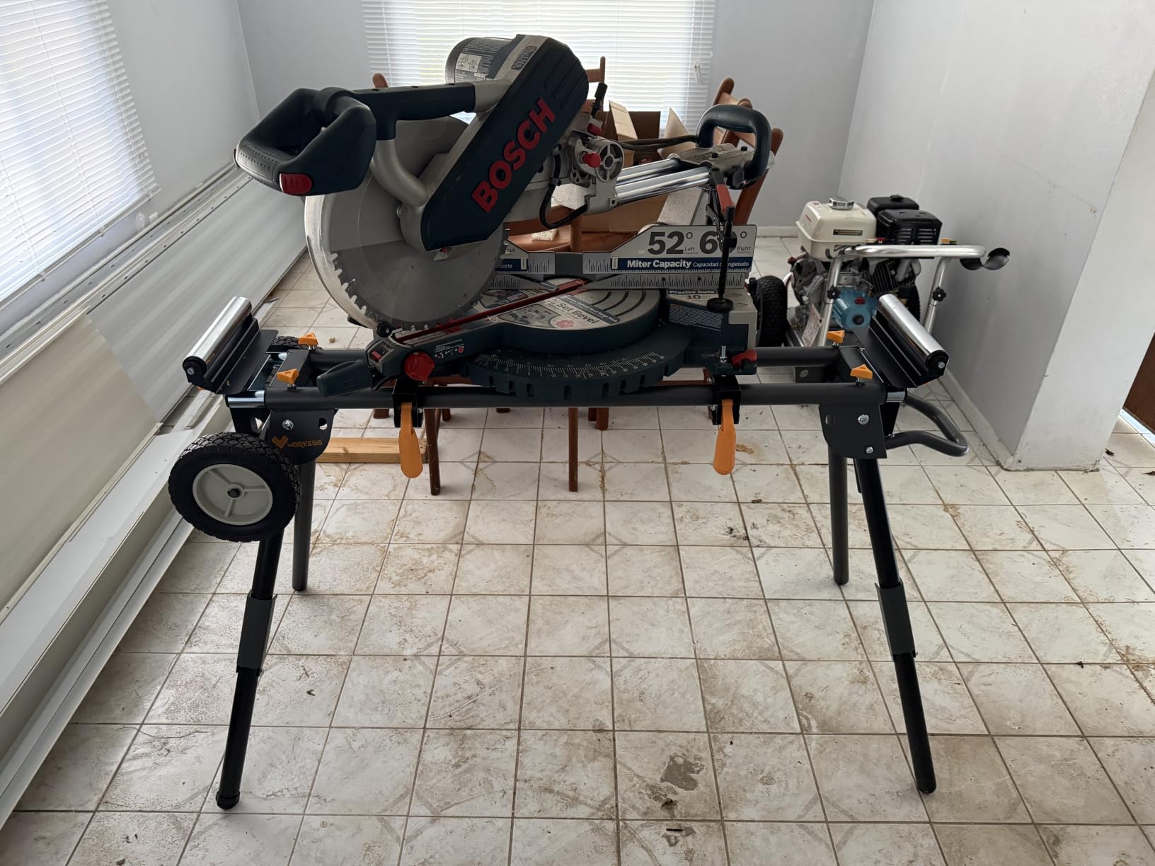 Deluxe Heavy Duty Rolling Miter Saw Stand with 8 in Wheels 330 Lbs Load Capacity Black and Grey Single Pack WK-MS029E-2 customer photo 2