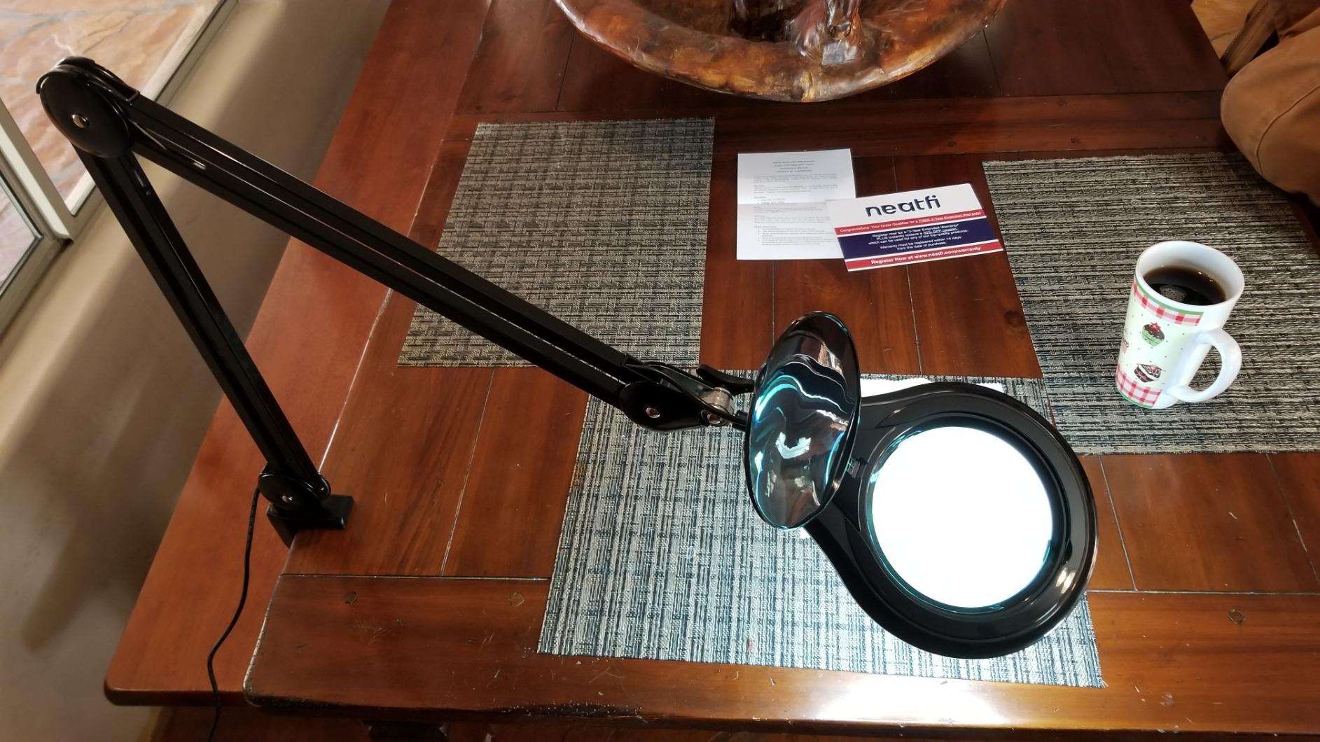 Neatfi LED Bifocal Magnifying Lamp, 1200 Lumens, 5D + 20D Lens (Gray) customer photo 1