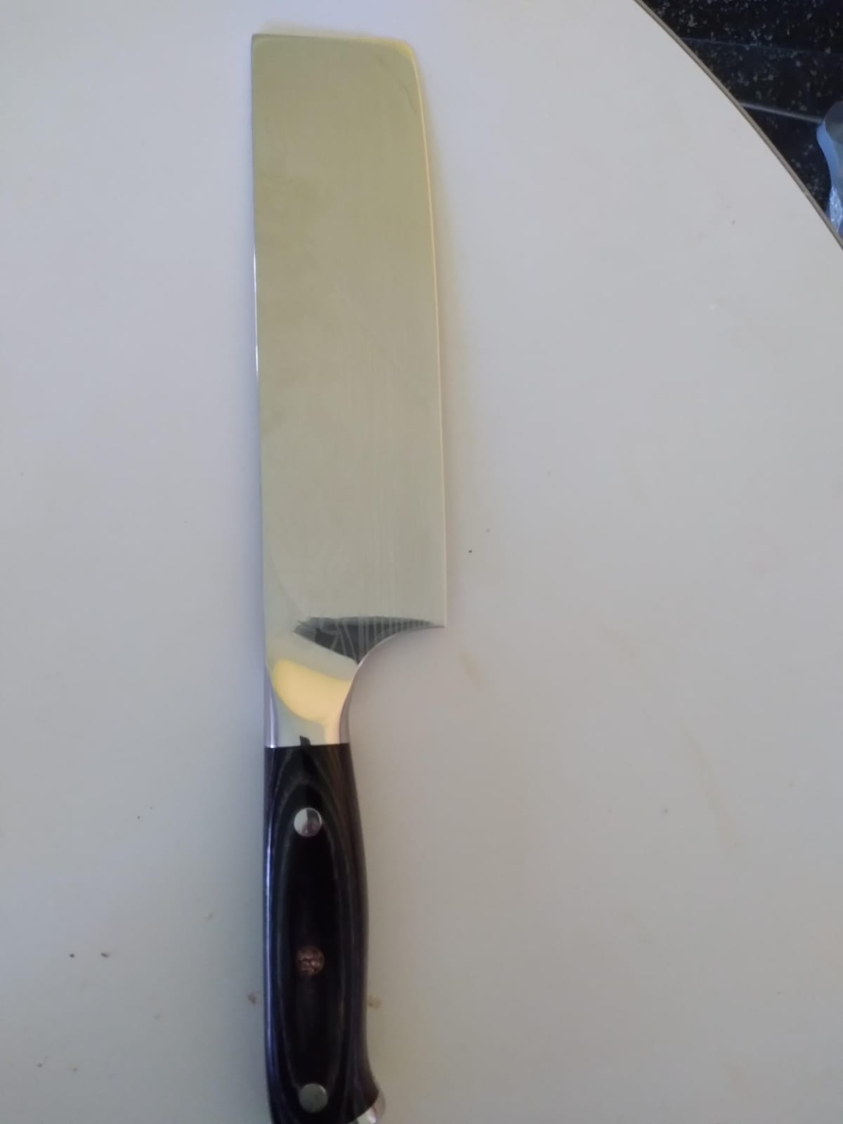 MOSFiATA 7” Nakiri Chef's Knife with Finger Guard, German High Carbon Stainless Steel EN1.4116 Vegetable Knife, Multipurpose Kitchen Knife with Micarta Handle in Gift Box customer photo 2