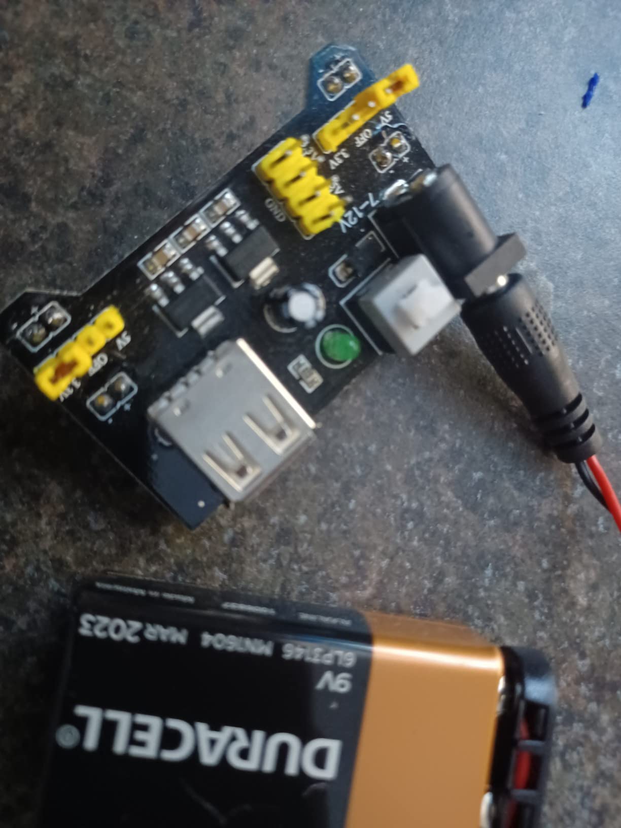 3.3V 5V MB102 Solderless Breadboard Power Supply Module with 9V Battery Clip Power Cable 2.1x 5.5mm Male DC Jack Plug for Arduino (Pack of 3) customer photo 1