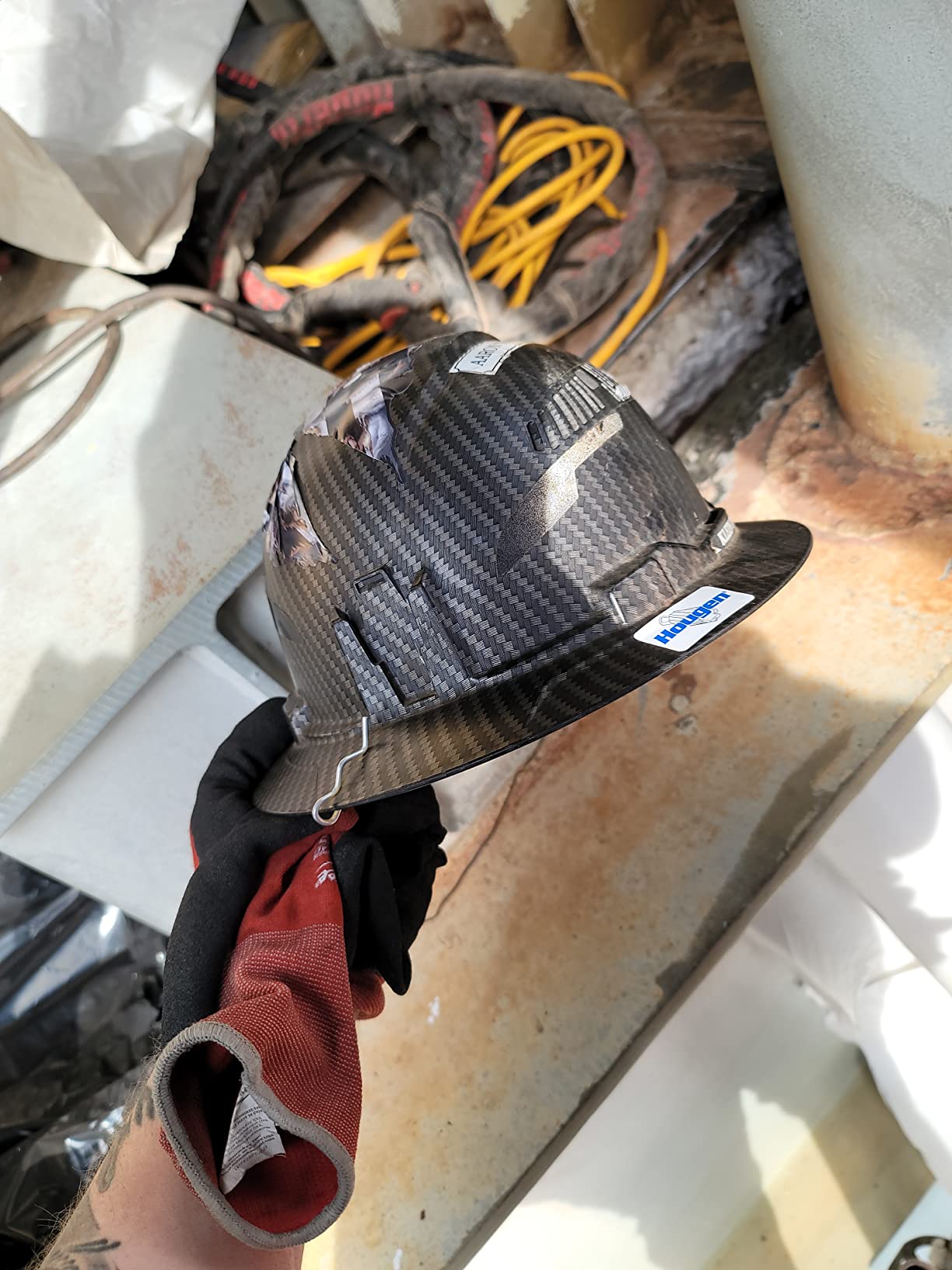 Klein Tools 60347 Hard Hat, Vented Full Brim, w/Headlamp, KARBN Pattern customer photo 1