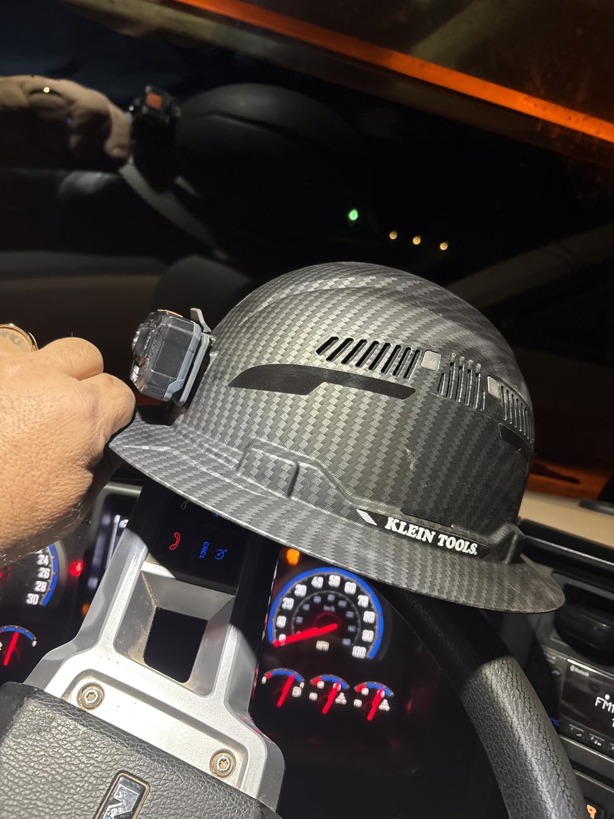 Klein Tools 60347 Hard Hat, Vented Full Brim, w/Headlamp, KARBN Pattern customer photo 2