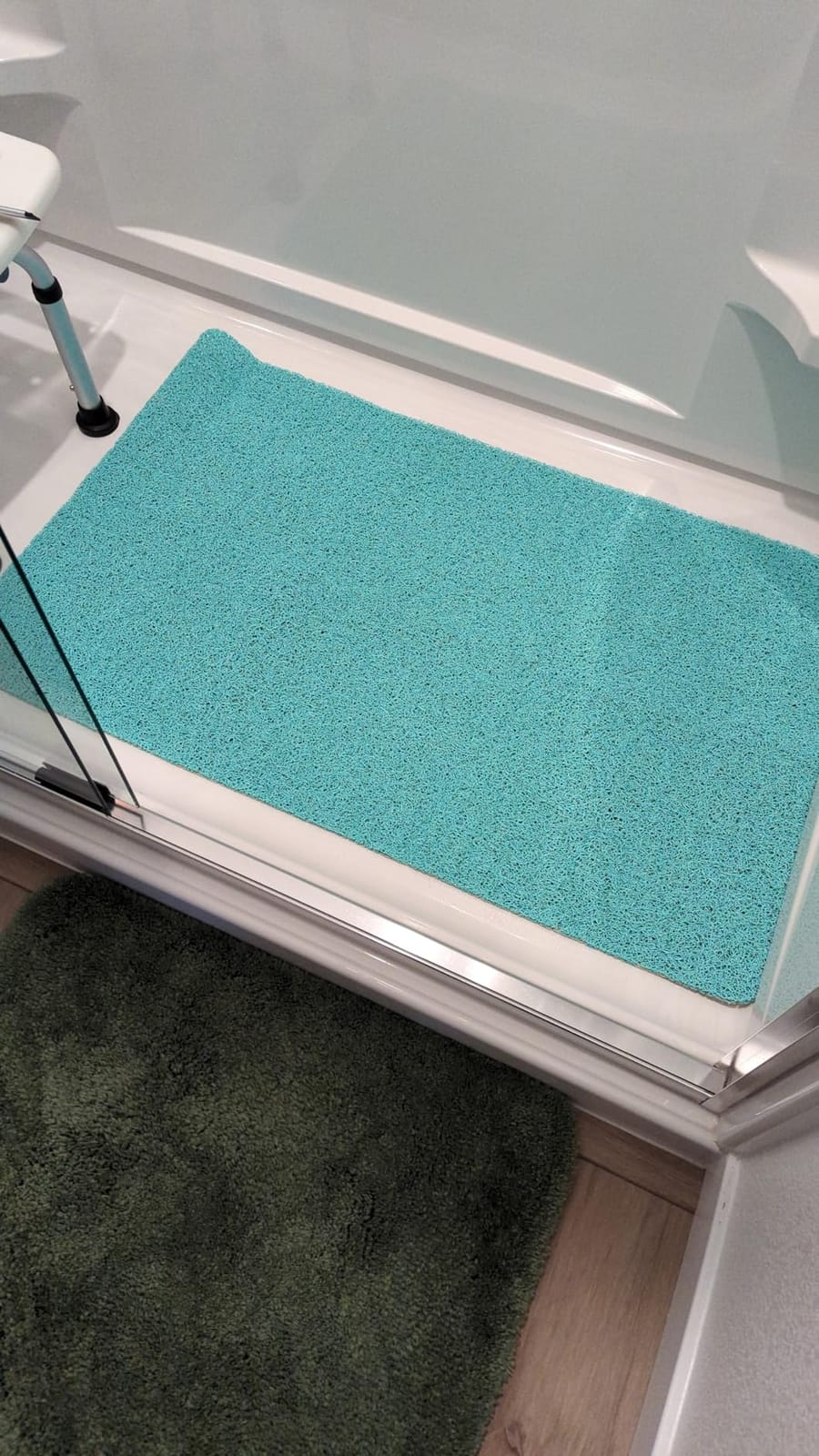 LuxStep Shower Mat Bathtub Mat,24x16 inch, Non-Slip Bath Mat with Drain, Quick Drying PVC Loofah Bathmat for Tub,Shower,Bathroom (Phthalate Free,Grey) customer photo 2