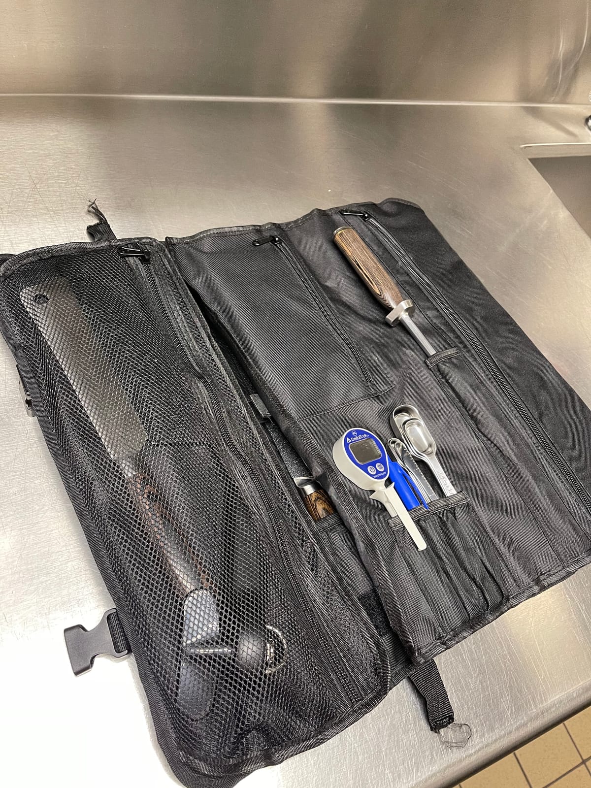 Asaya Waxed Nylon Chef Knife Roll Bag with 20 Slots and Zippered Pockets - Professional Chef Knife Bag & Storage Case, Tool Carrier with Shoulder Strap - Knives Not Included (Purple) customer photo 1