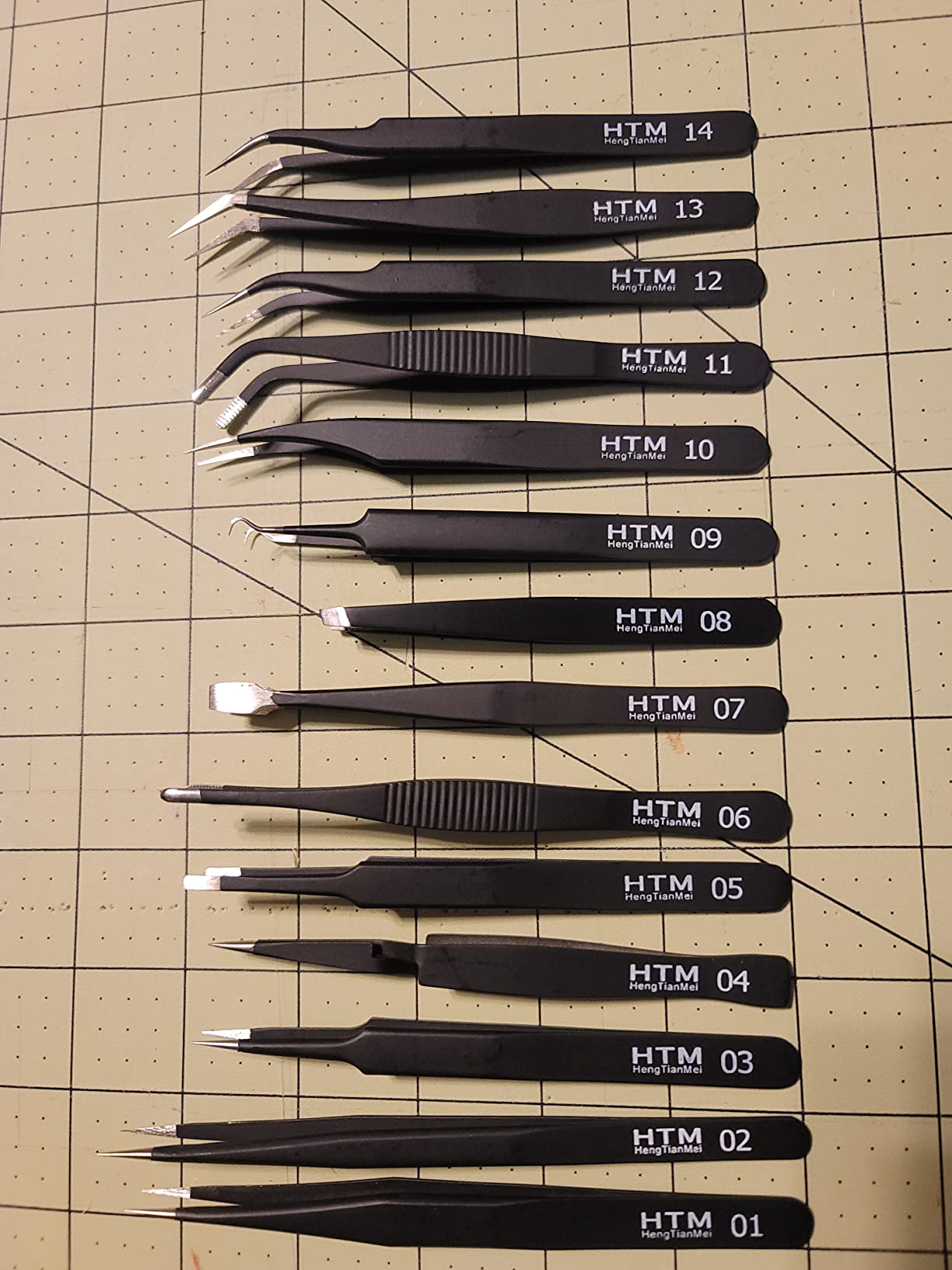 HengTianMei Precision Tweezers Set, ESD Anti-Static Stainless Steel Tweezers Set for Craft, Jewelry, Electronics, Laboratory Work (14 PCS) customer photo 2