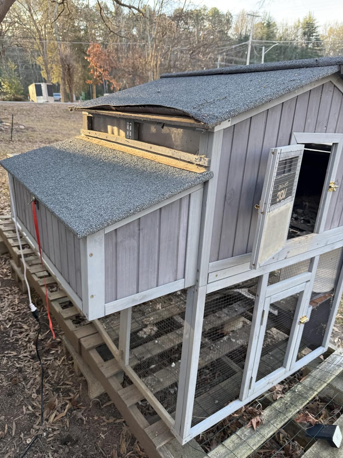 Aivituvin Chicken Coop for 4-6 Chickens/Ducks, Outdoor Wooden Chicken House Large Hen House Poultry Cage with Two Nesting Boxes (Grey, AIR45) customer photo 1