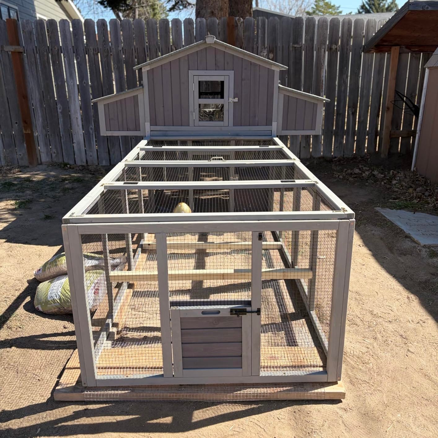 Aivituvin Chicken Coop for 4-6 Chickens/Ducks, Outdoor Wooden Chicken House Large Hen House Poultry Cage with Two Nesting Boxes (Grey, AIR45) customer photo 2