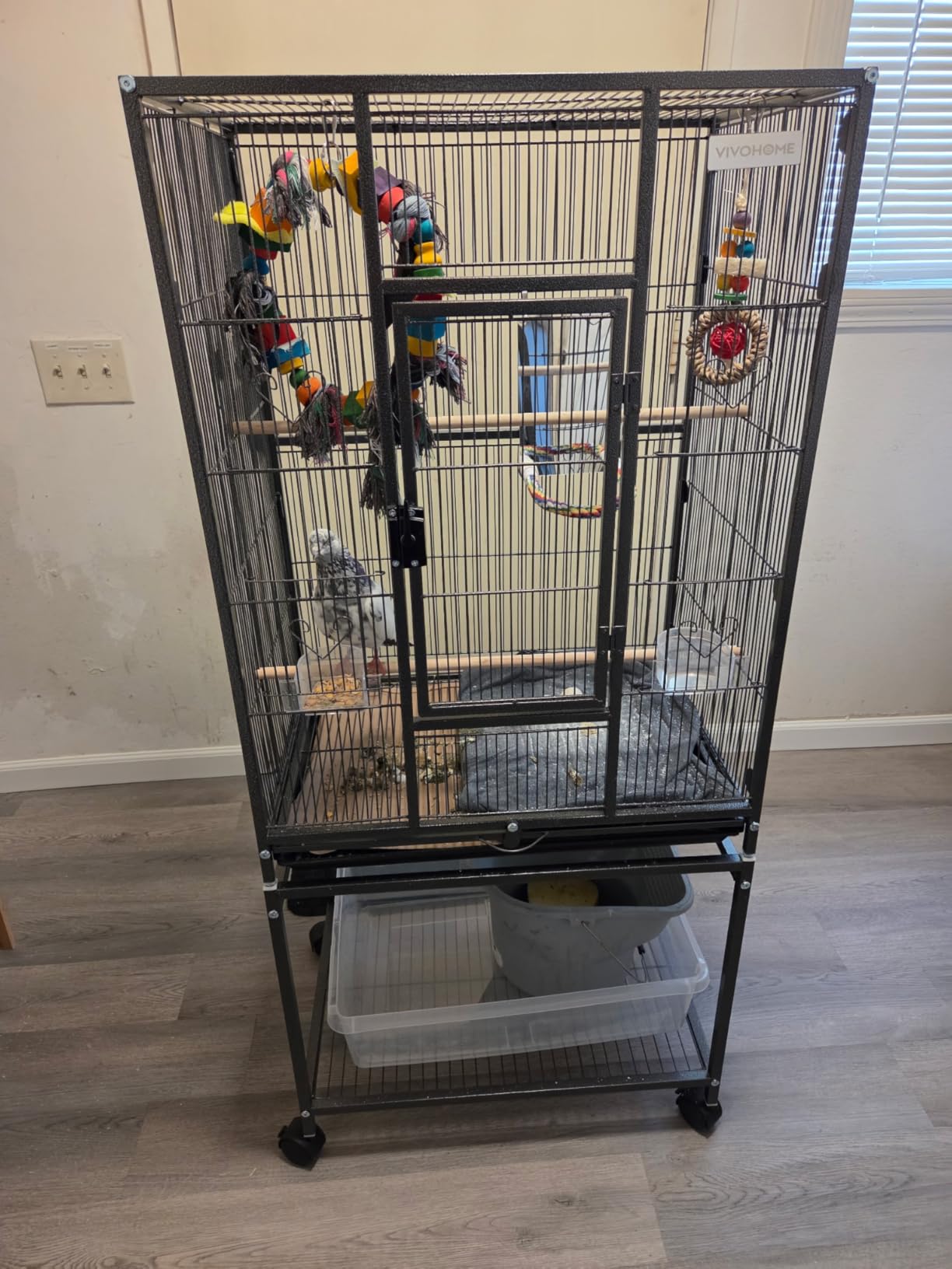 VIVOHOME 54 Inch Wrought Iron Large Bird Cage with Rolling Stand customer photo 1